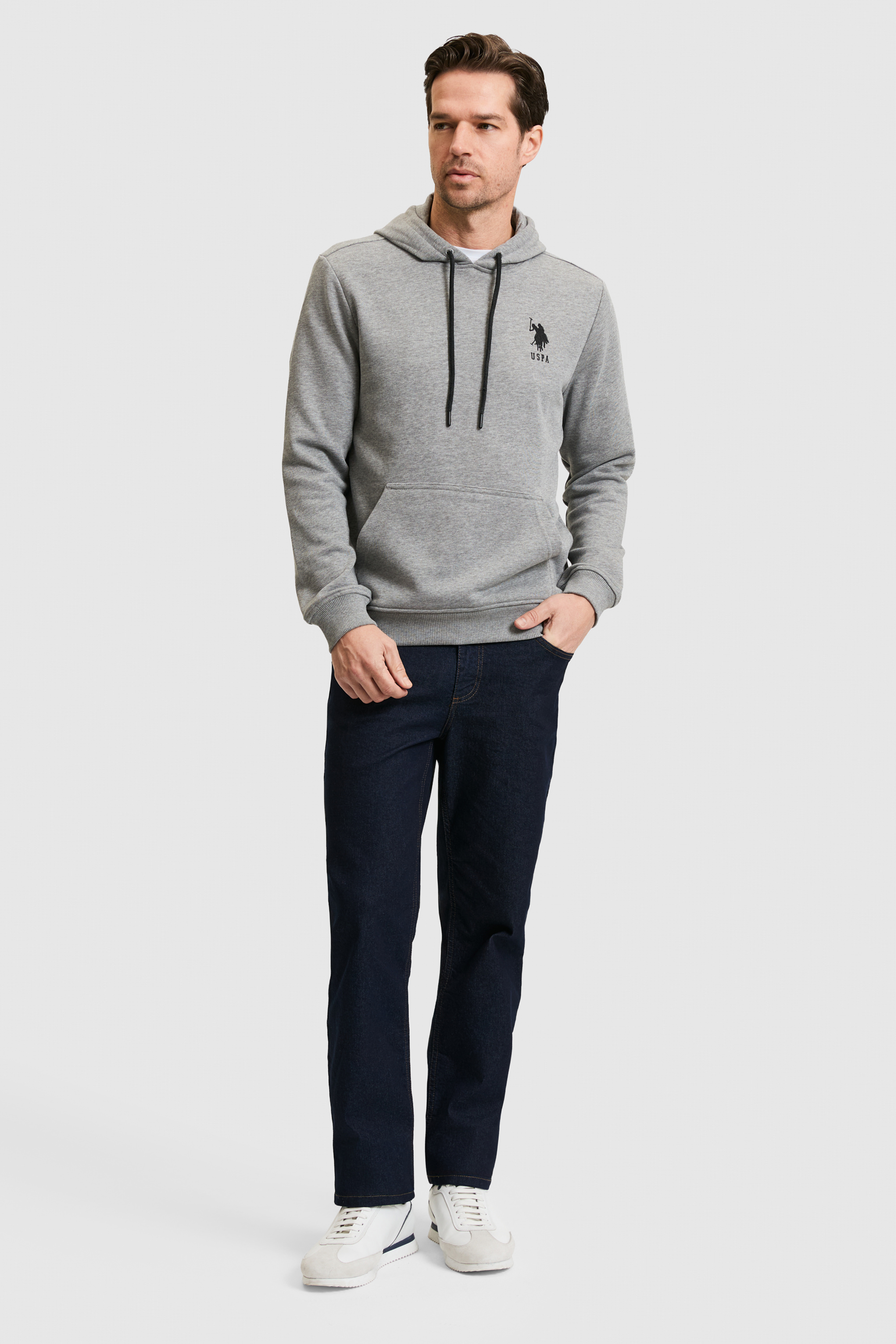Erkek Gri Melanj Basic Sweatshirt - Image 4