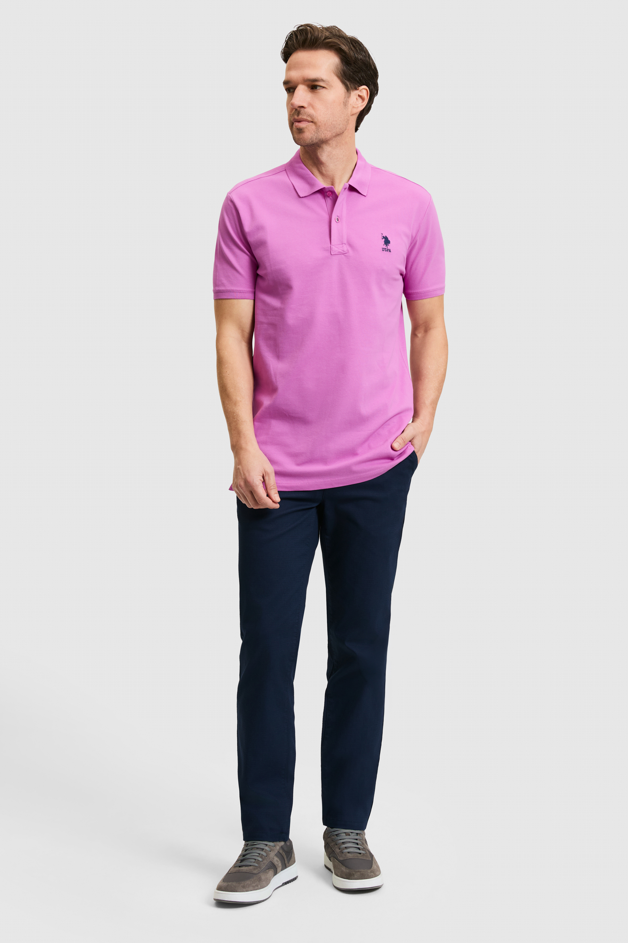 Erkek Menekşe Basic Polo Yaka Tişört - 50245073248