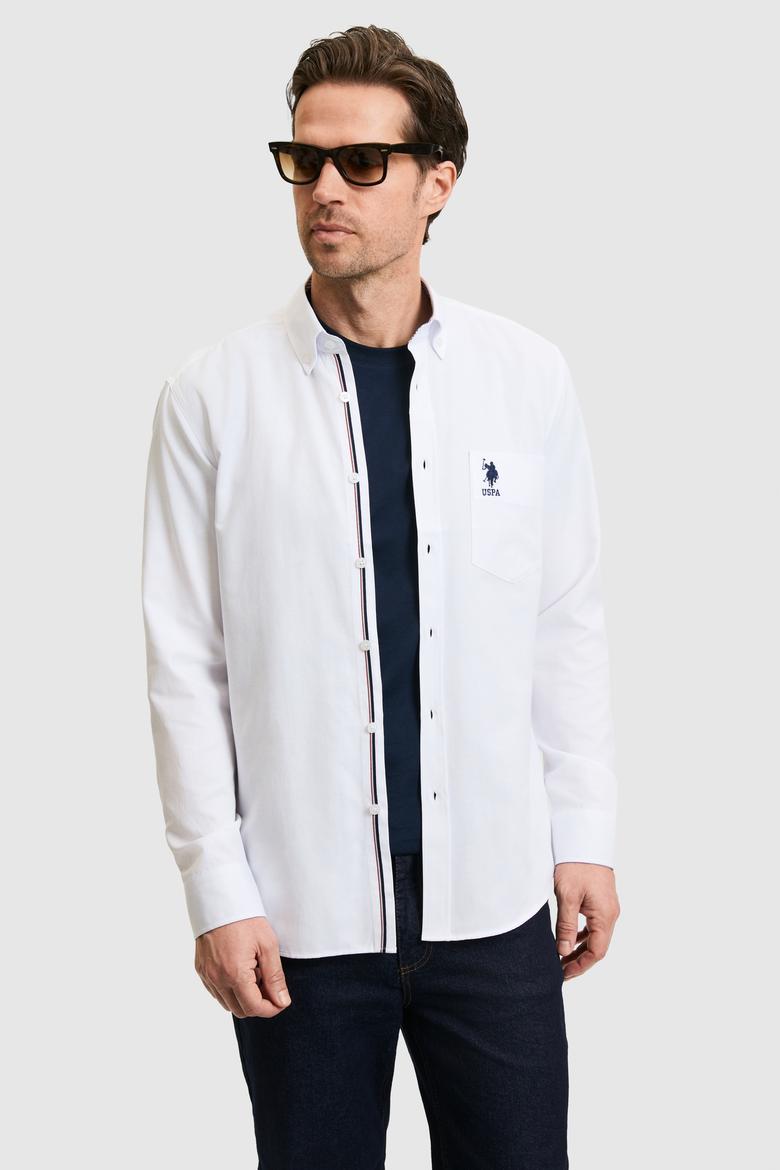 Erkek Beyaz Uzun Kollu Basic Gömlek