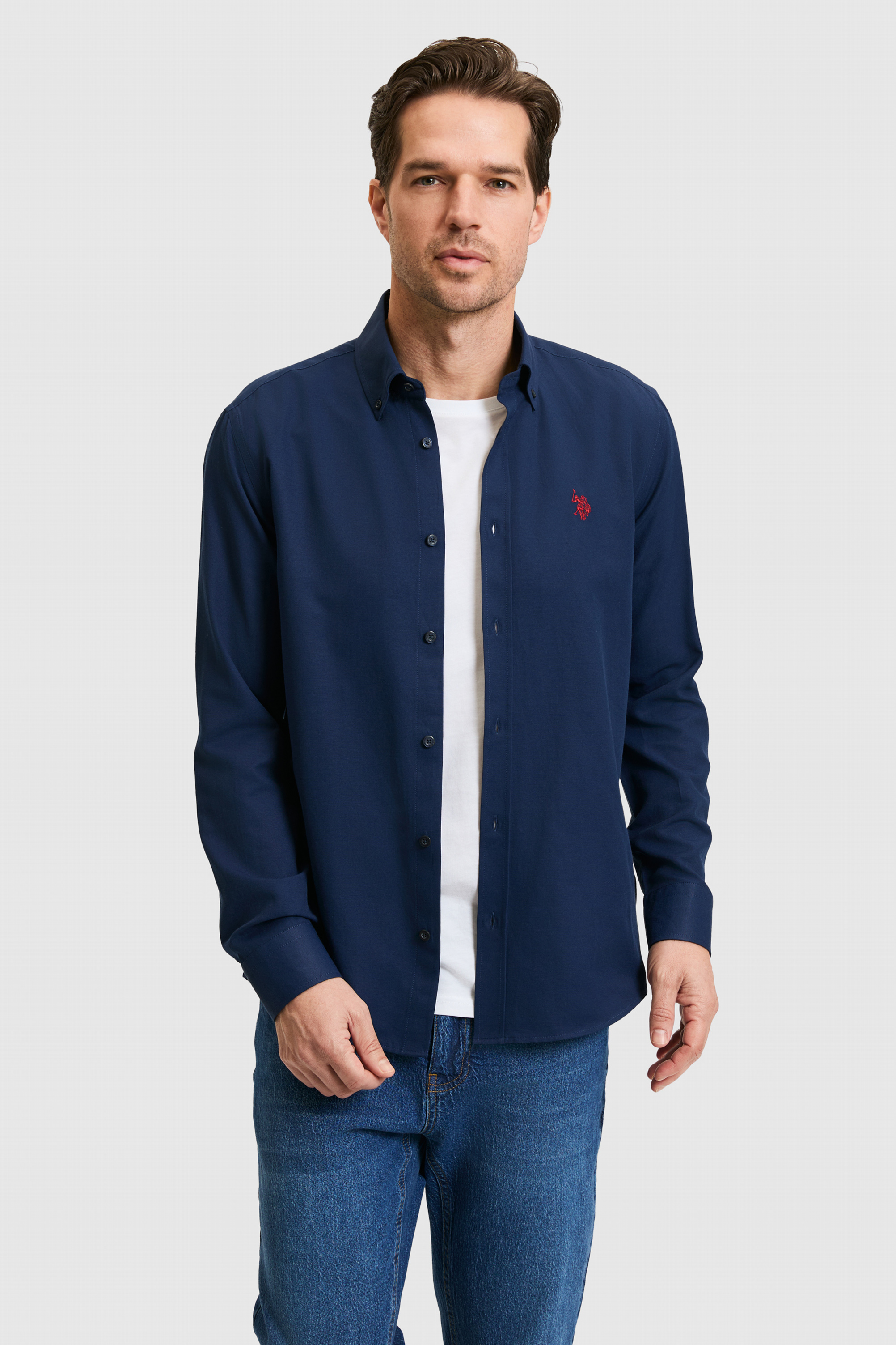 Erkek Lacivert Uzun Kollu Basic Gömlek - 50324708047