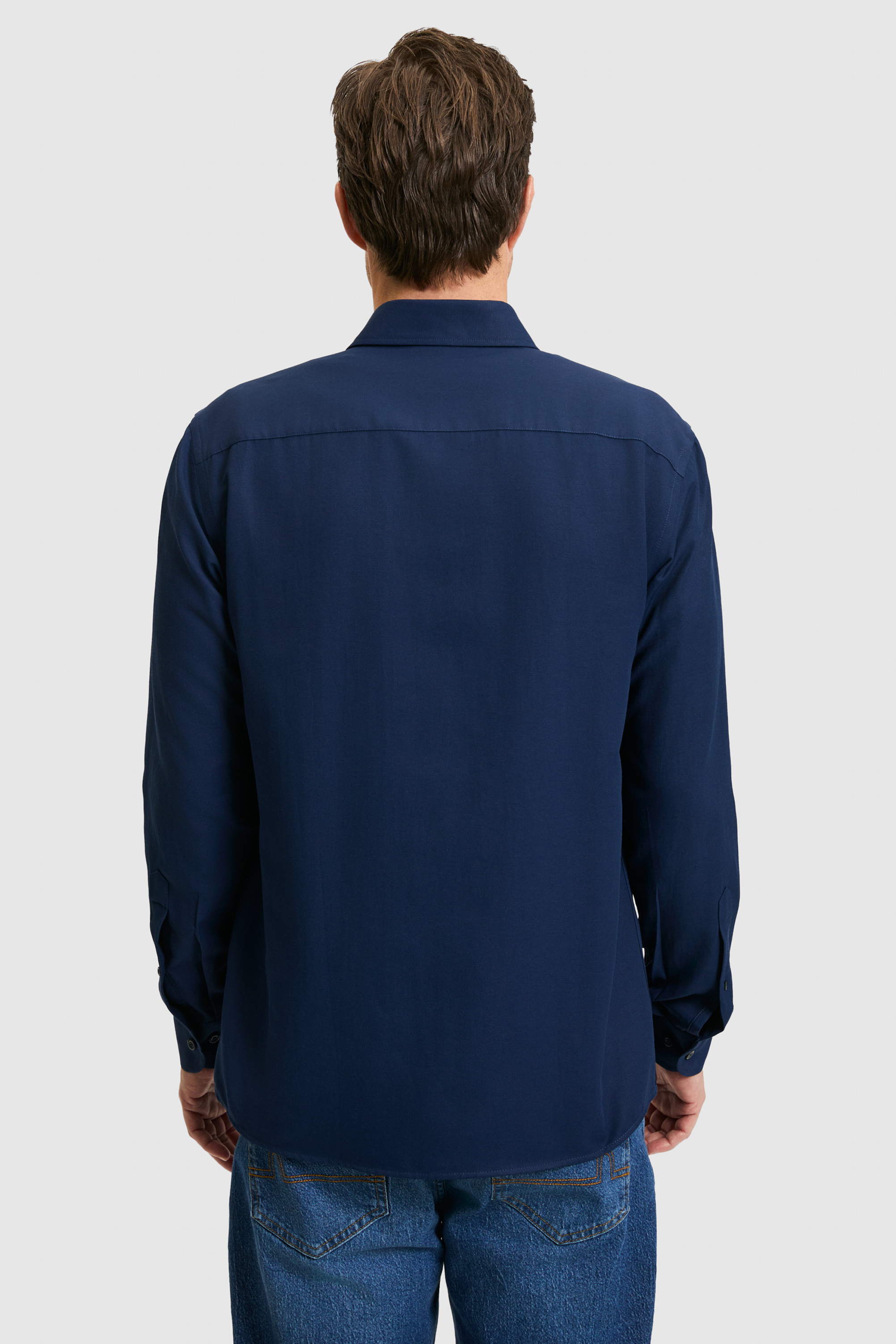 Erkek Lacivert Uzun Kollu Basic Gömlek - 50324708047