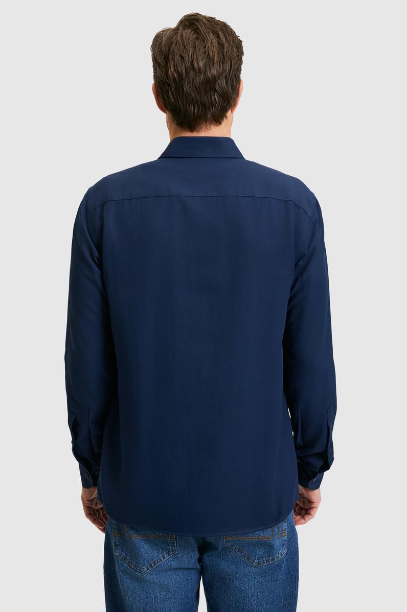 Erkek Lacivert Uzun Kollu Basic Gömlek