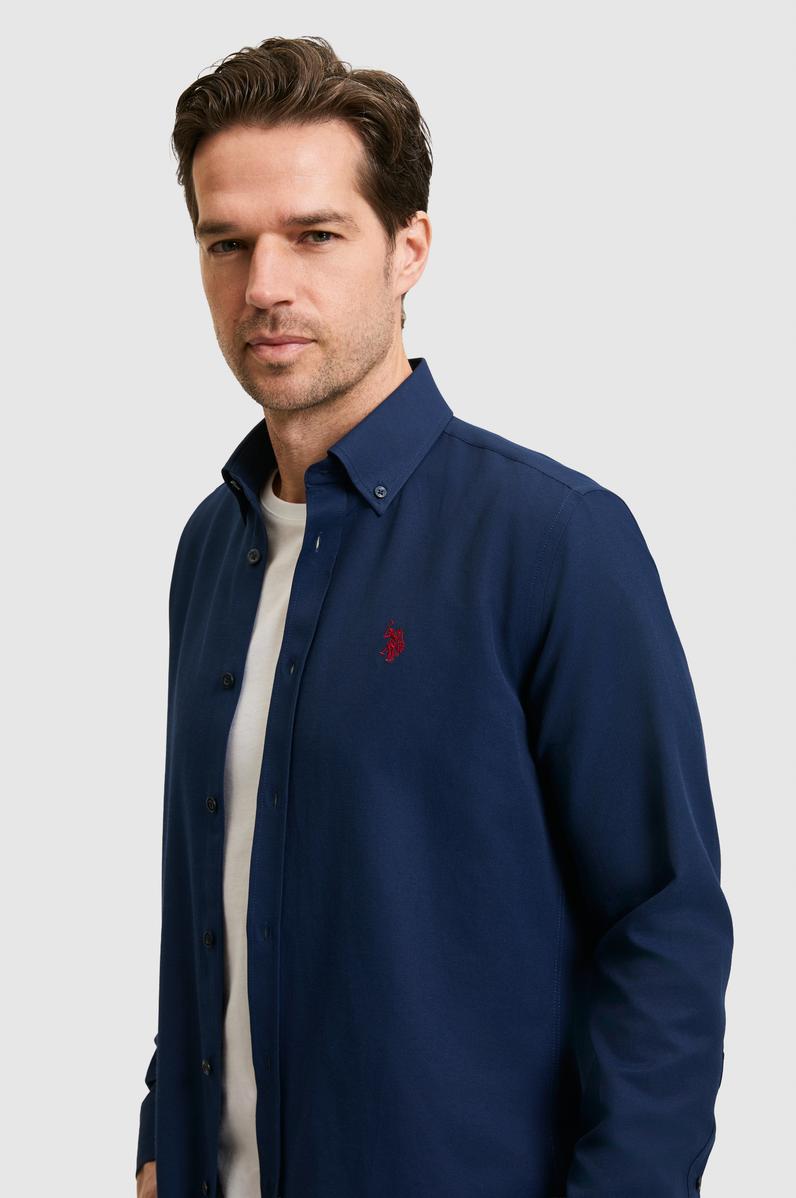 Erkek Lacivert Uzun Kollu Basic Gömlek