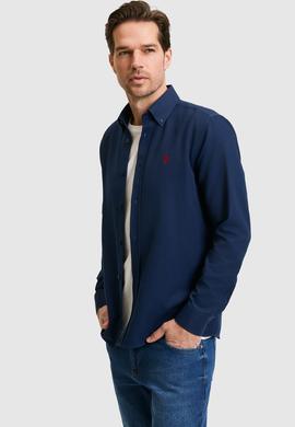 Erkek Lacivert Uzun Kollu Basic Gömlek - 50324708047