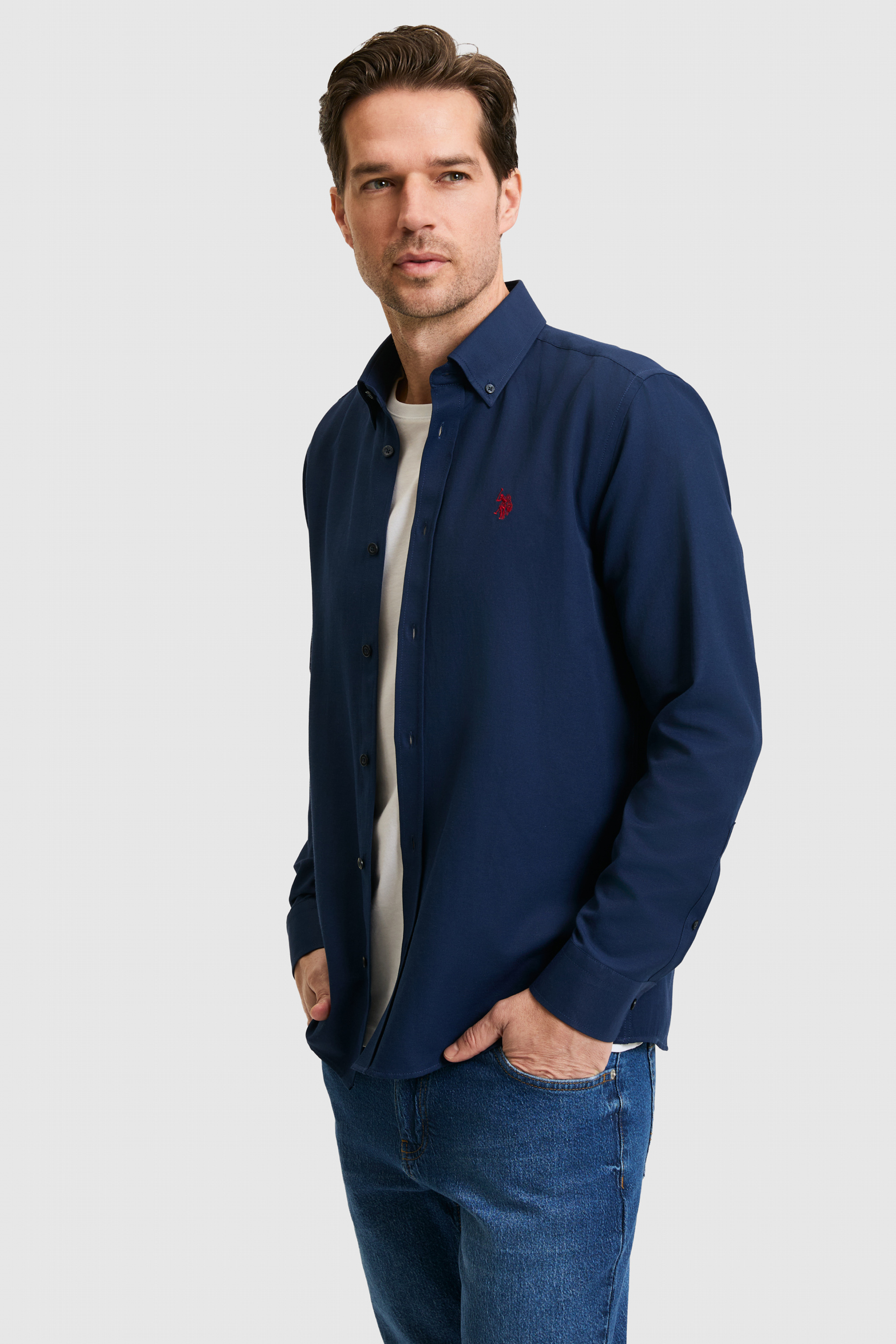 Erkek Lacivert Uzun Kollu Basic Gömlek - 50324708047