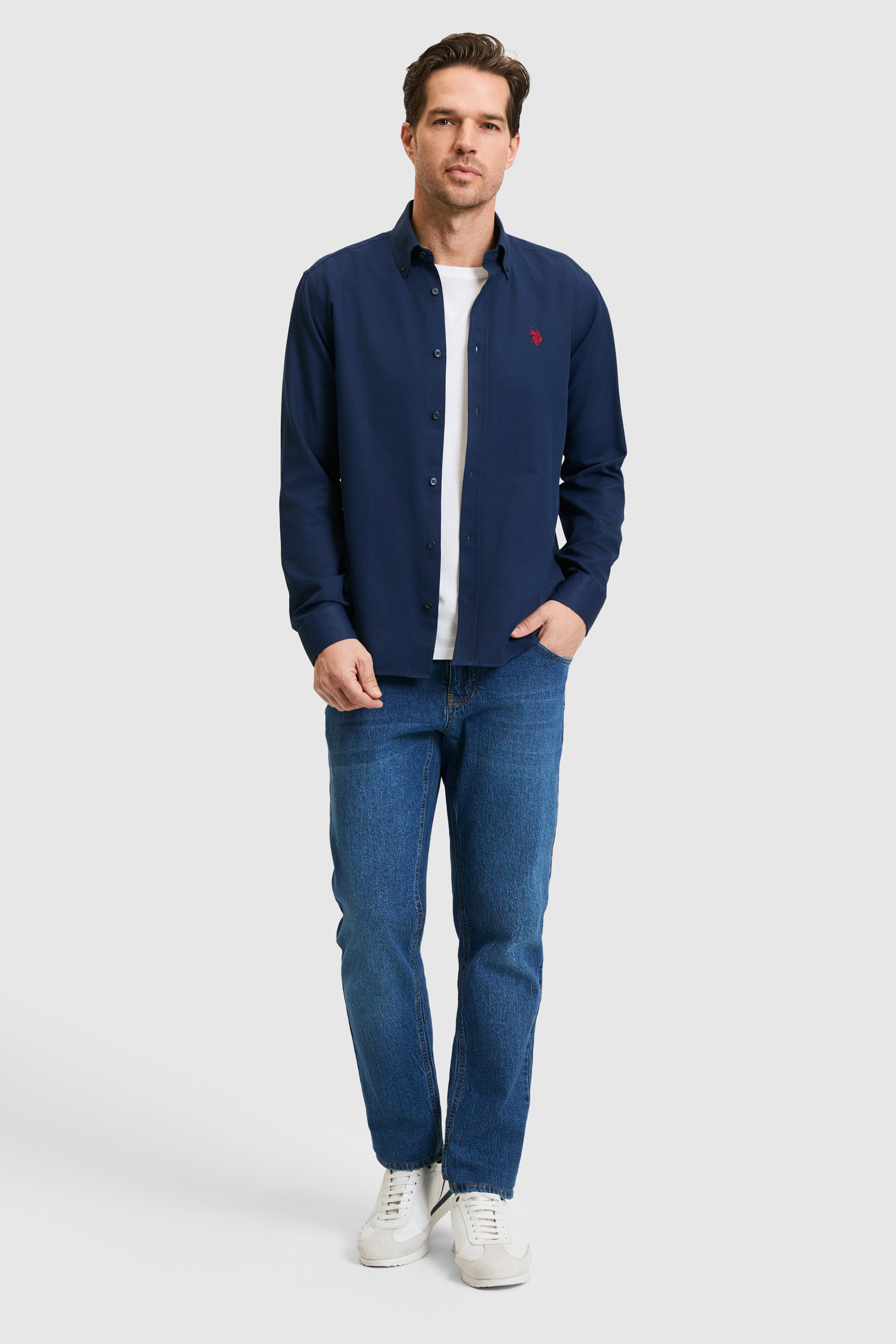 Erkek Lacivert Uzun Kollu Basic Gömlek - 50324708047