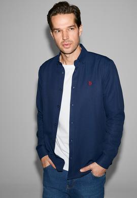 Erkek Lacivert Uzun Kollu Basic Gömlek - 50324708047