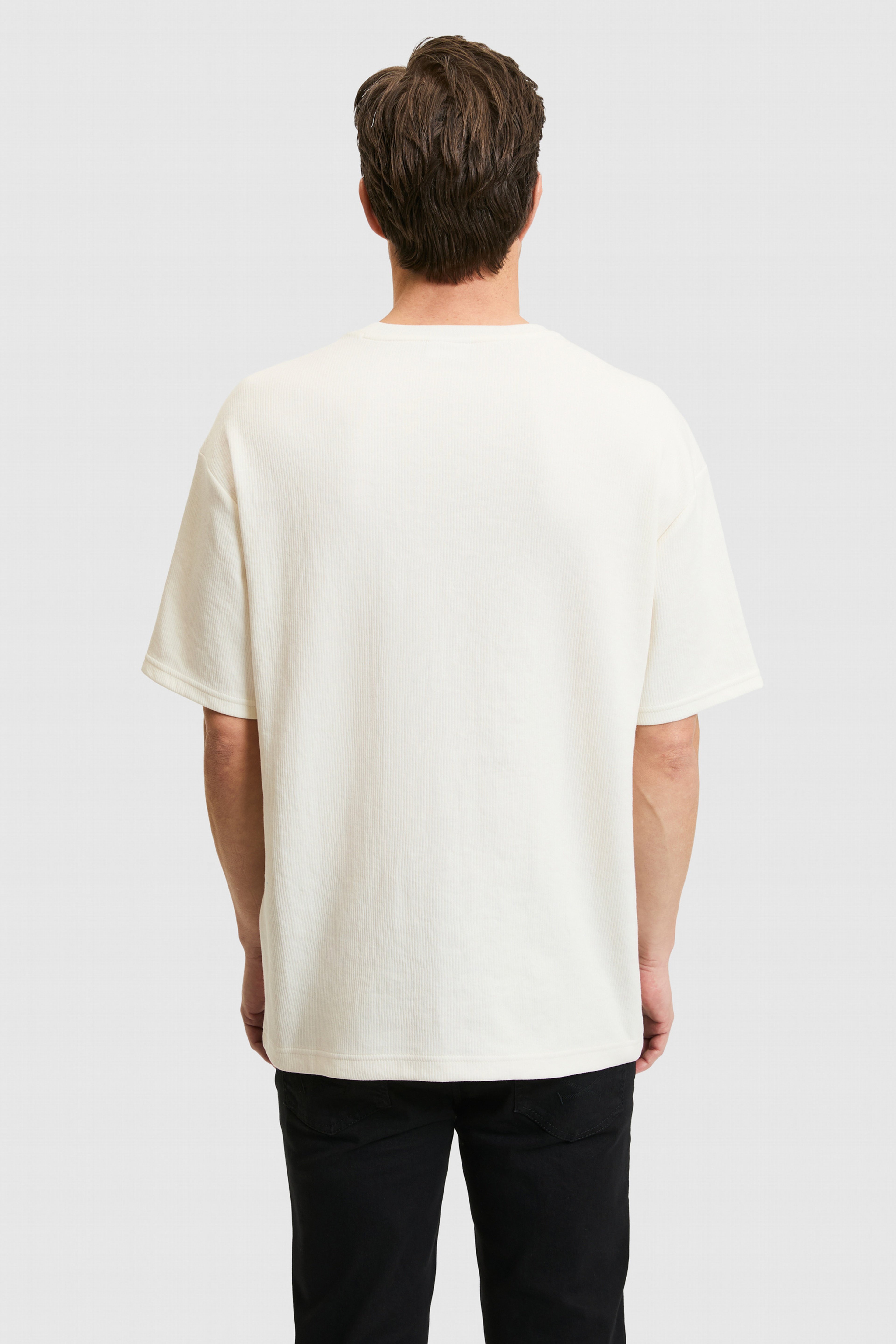 Erkek Comfort Fit Bisiklet Yaka Krem Tişört - Image 5