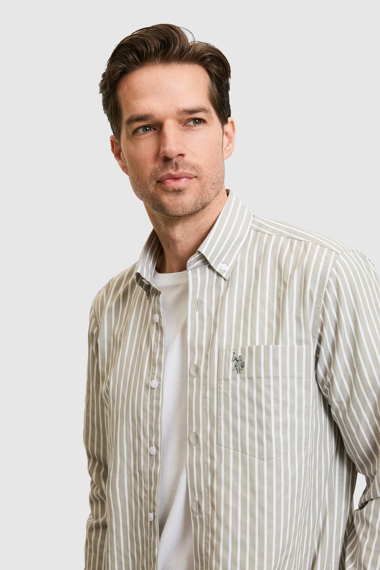 Erkek Açık Haki Uzun Kollu Gömlek - 50324781038