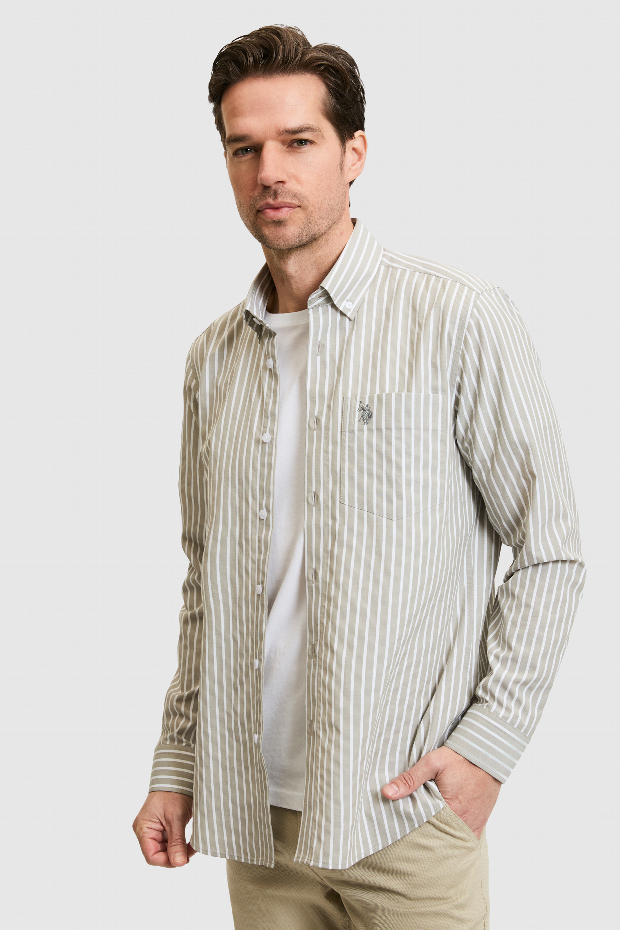 Erkek Açık Haki Uzun Kollu Gömlek - 50324781038