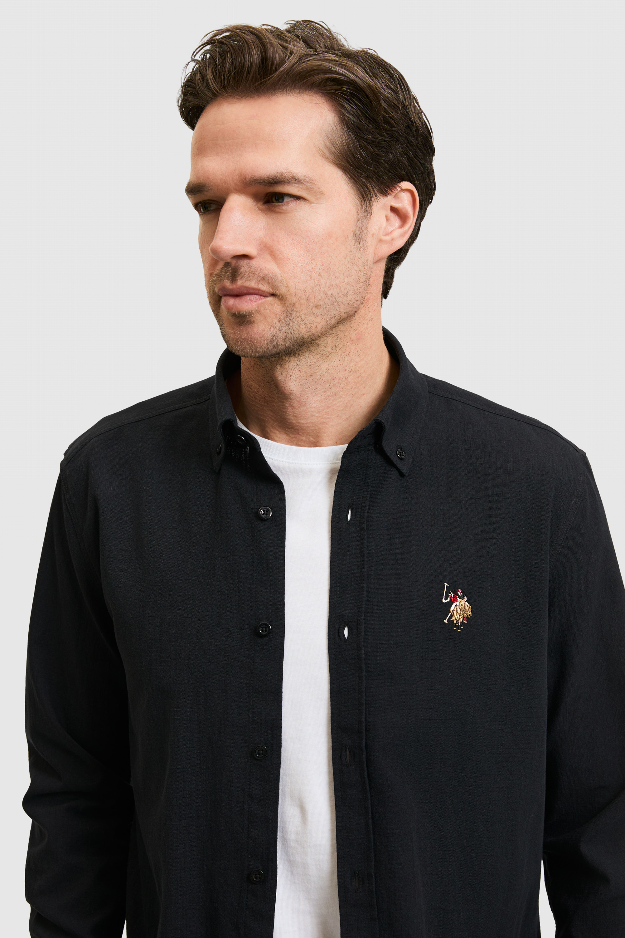 Erkek Siyah Uzun Kollu Basic Gömlek - 50320255039