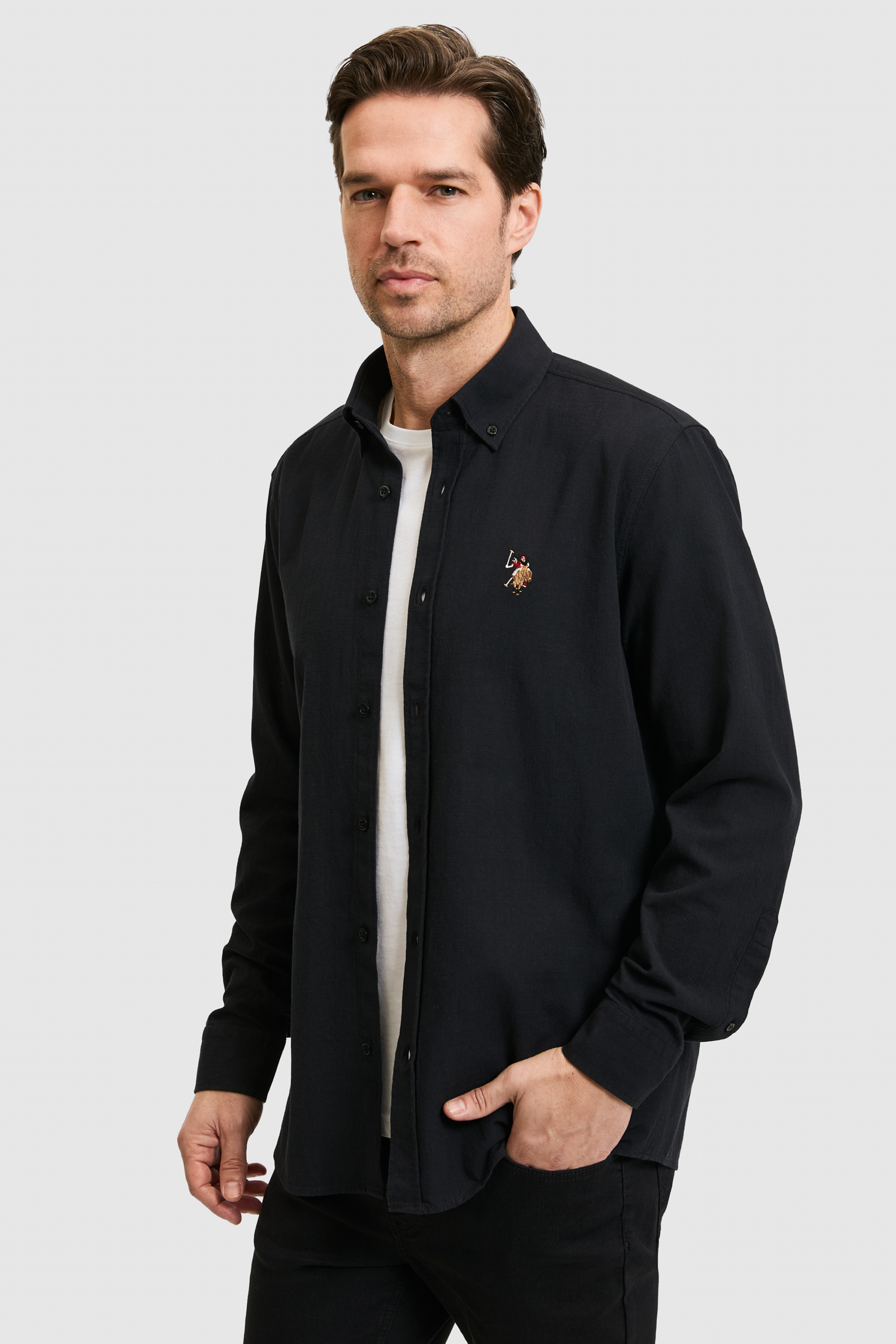 Erkek Siyah Uzun Kollu Basic Gömlek - 50320255039