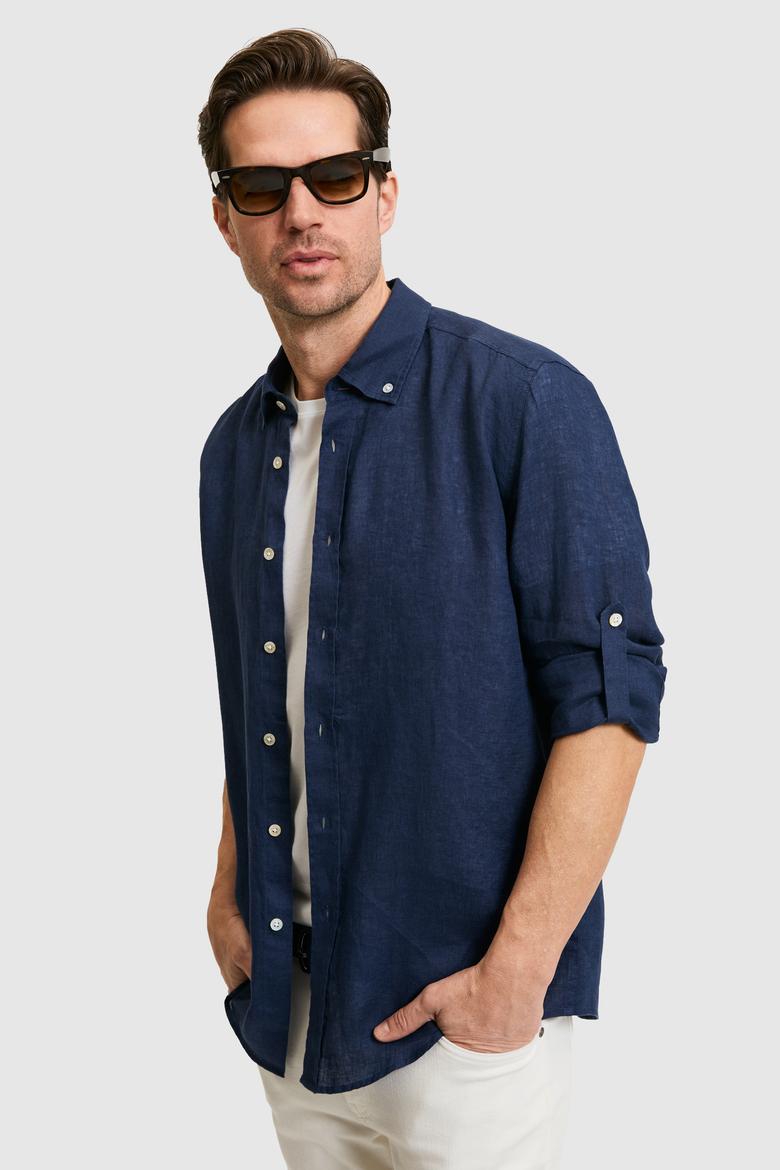 Erkek Lacivert Uzun Kollu Gömlek