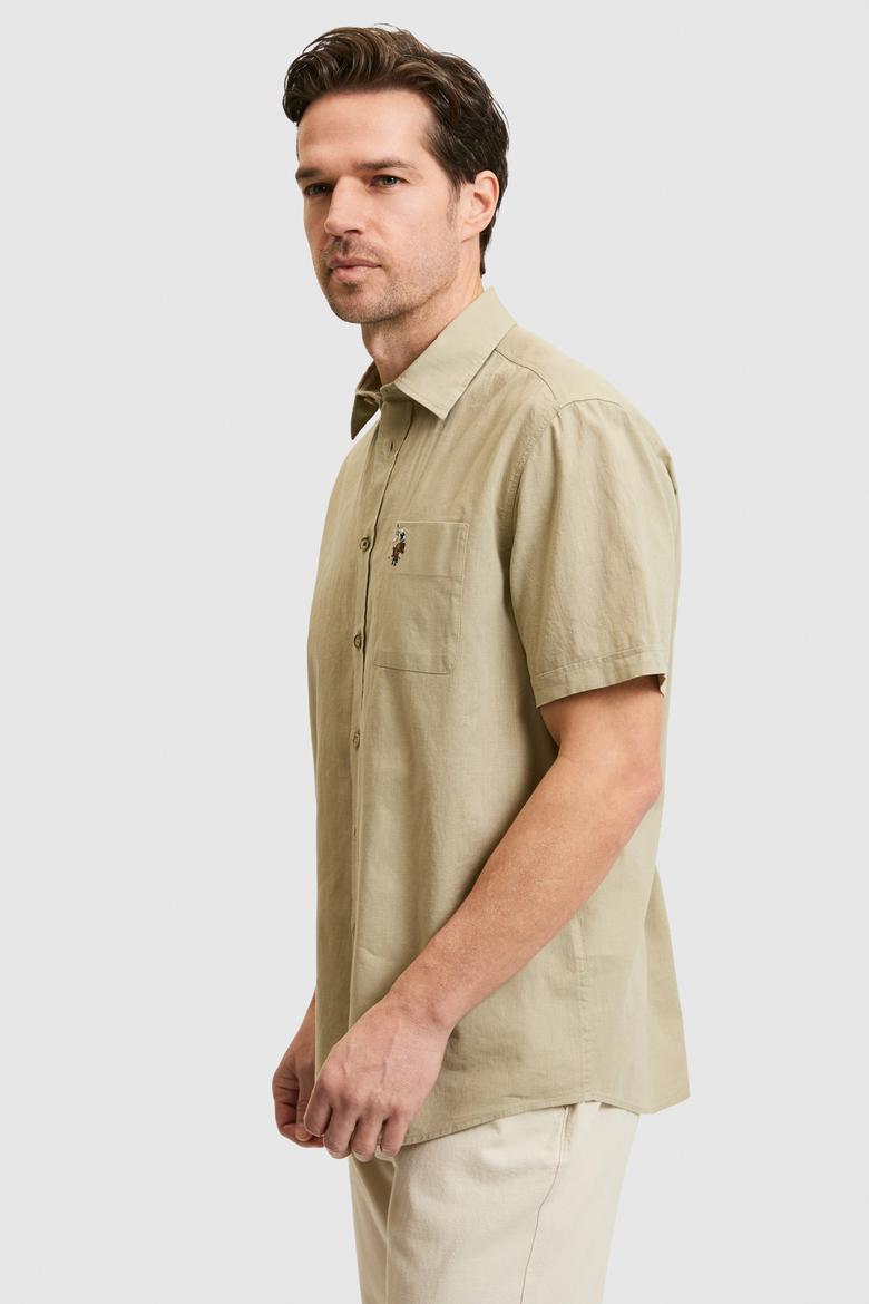 Erkek Açık Haki Kısa Kollu Gömlek - 50319023098