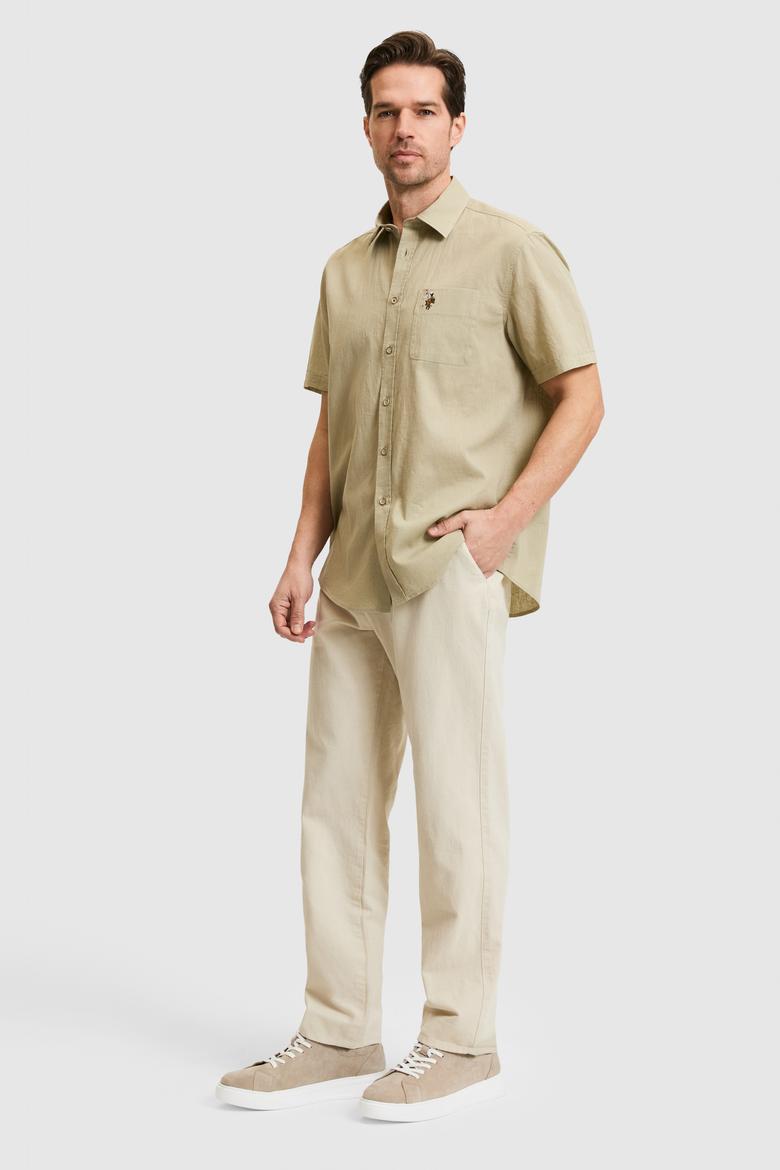 Erkek Açık Haki Kısa Kollu Gömlek - 50319023098