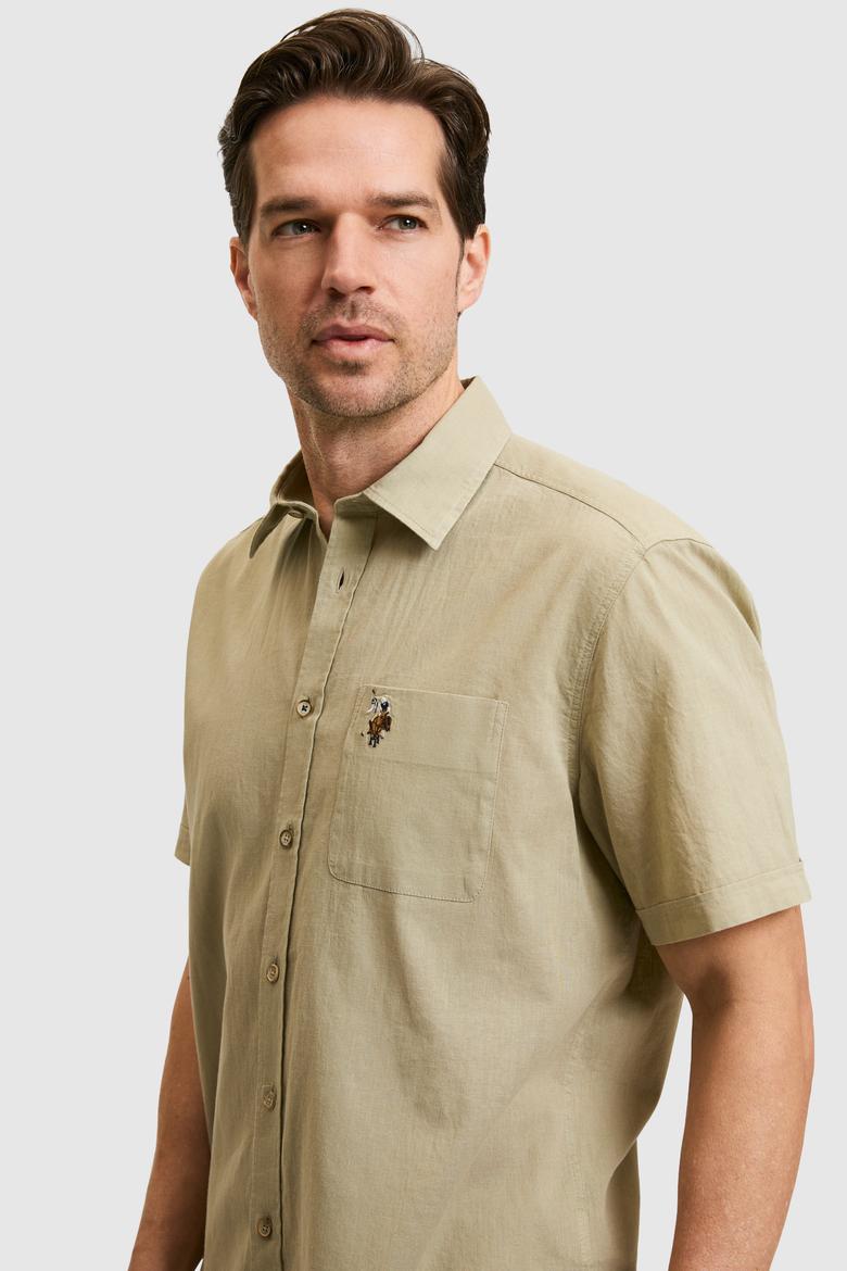 Erkek Açık Haki Kısa Kollu Gömlek - 50319023098