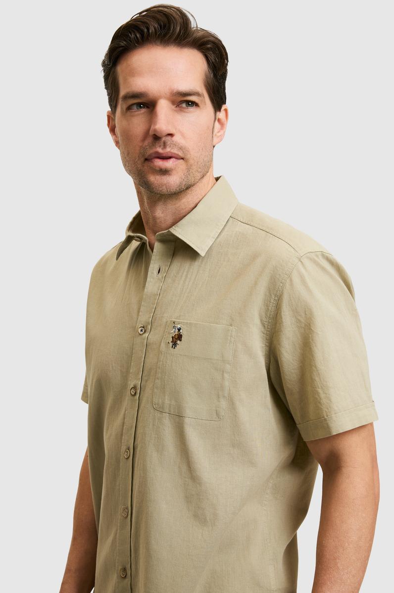 Erkek Açık Haki Kısa Kollu Gömlek