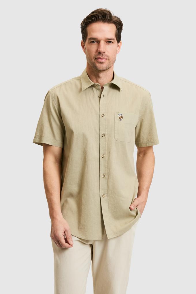 Erkek Açık Haki Kısa Kollu Gömlek
