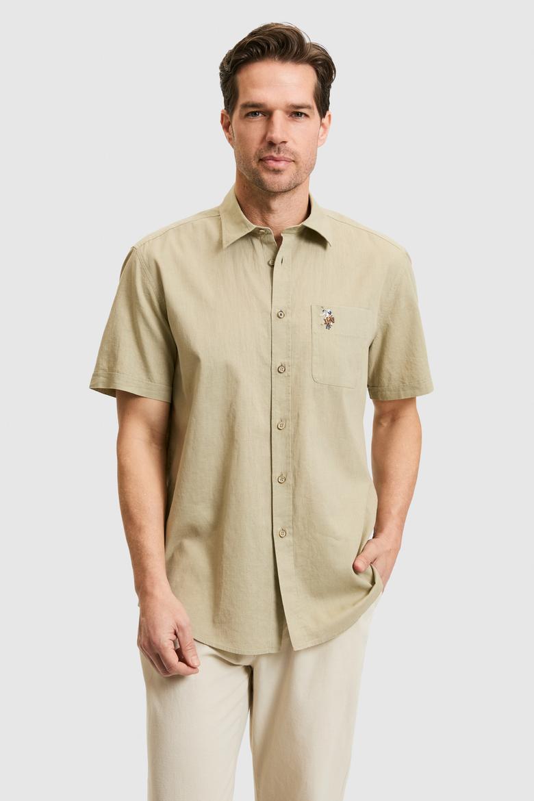 Erkek Açık Haki Kısa Kollu Gömlek