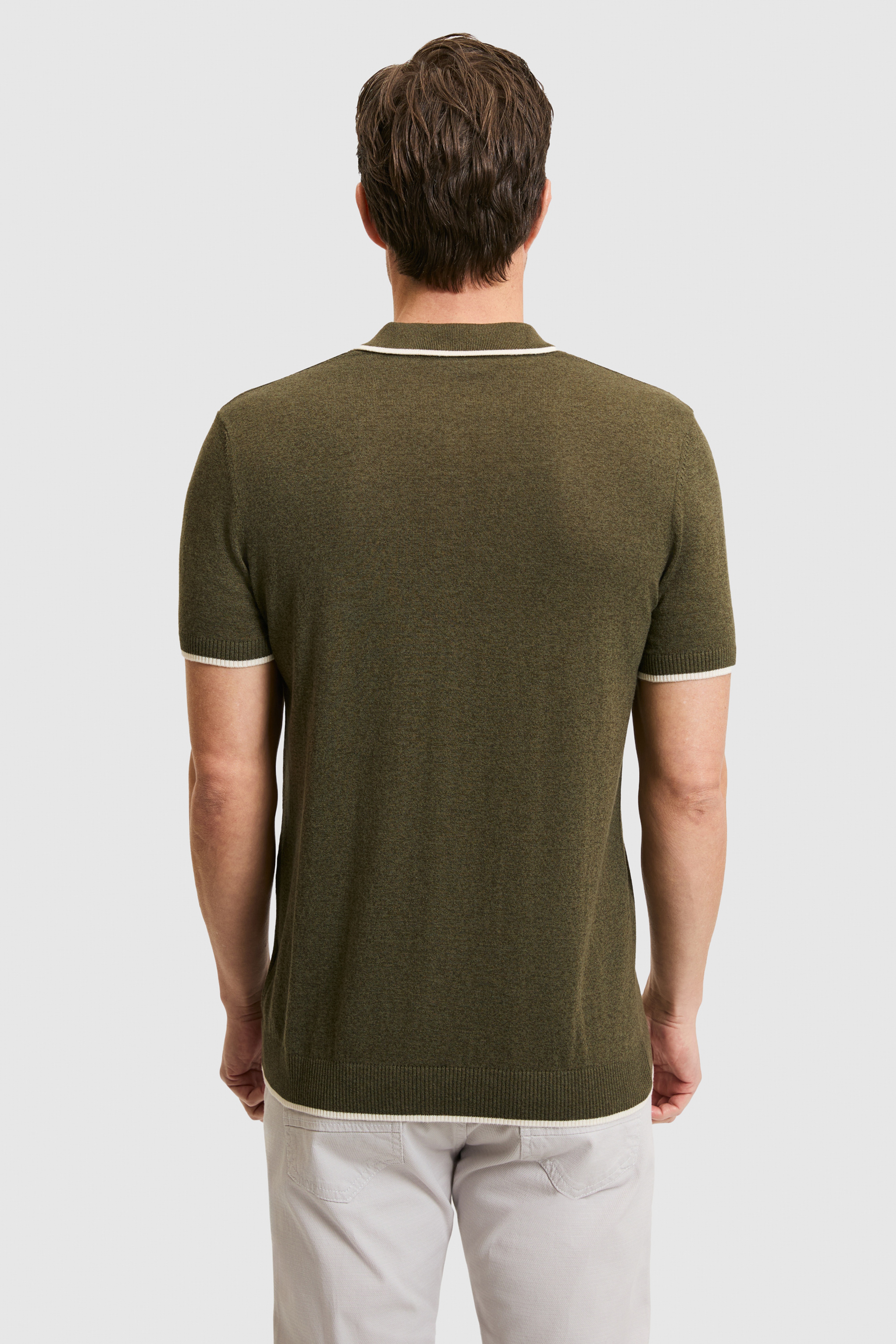 Erkek Regular Fit Polo Yaka Koyu Haki Kazak