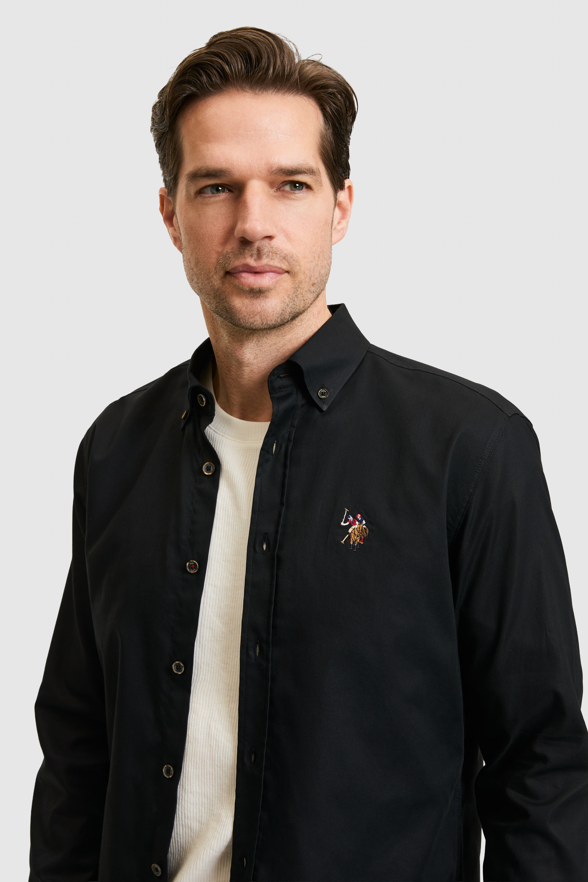 Erkek Siyah Uzun Kollu Basic Gömlek - 50320242046