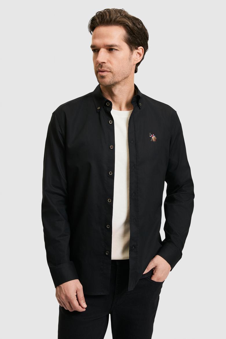 Erkek Siyah Uzun Kollu Basic Gömlek - 50320242046