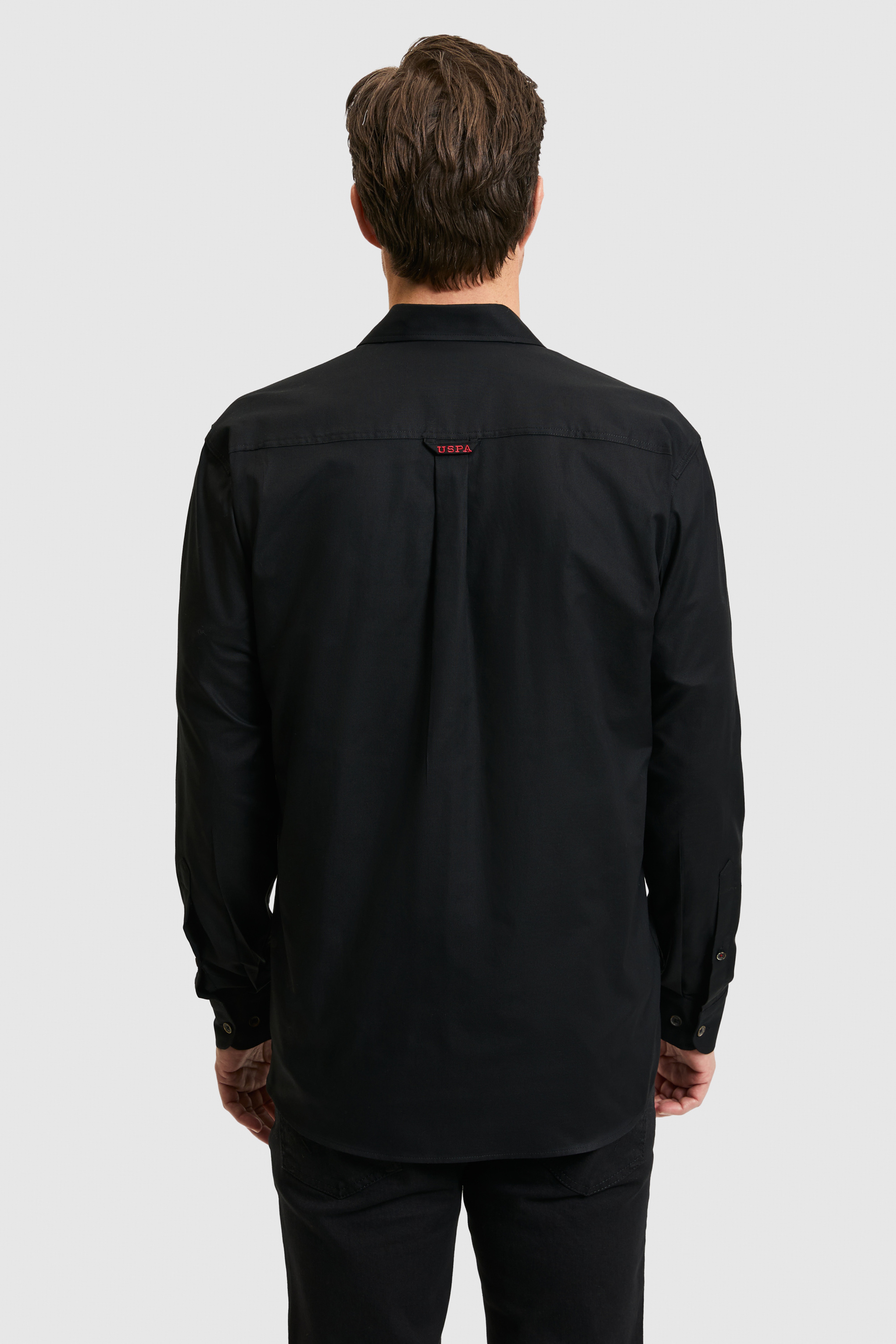 Erkek Siyah Uzun Kollu Basic Gömlek - Image 5