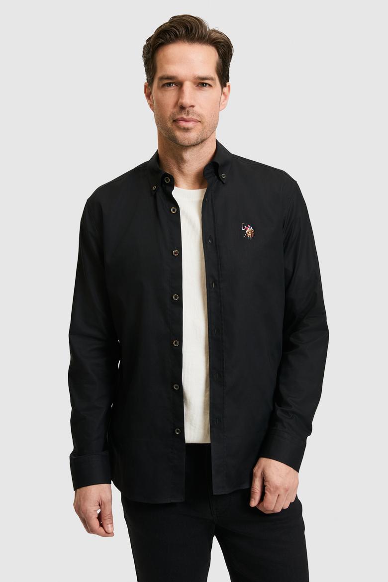 Erkek Siyah Uzun Kollu Basic Gömlek