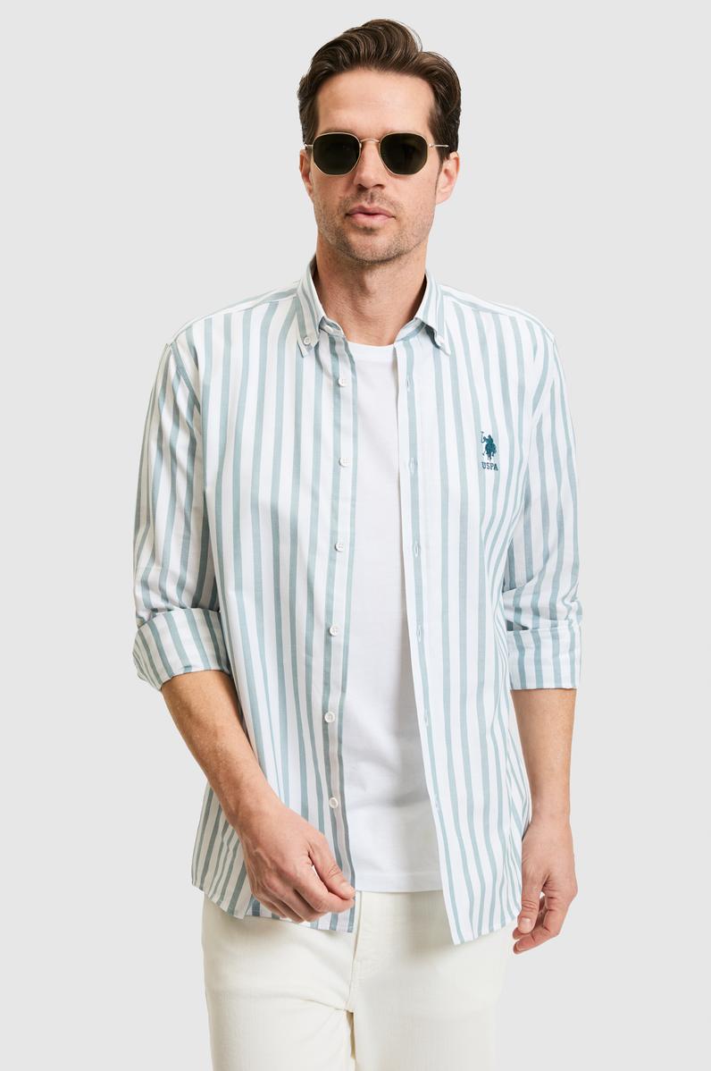 Erkek Petrol Uzun Kollu Gömlek