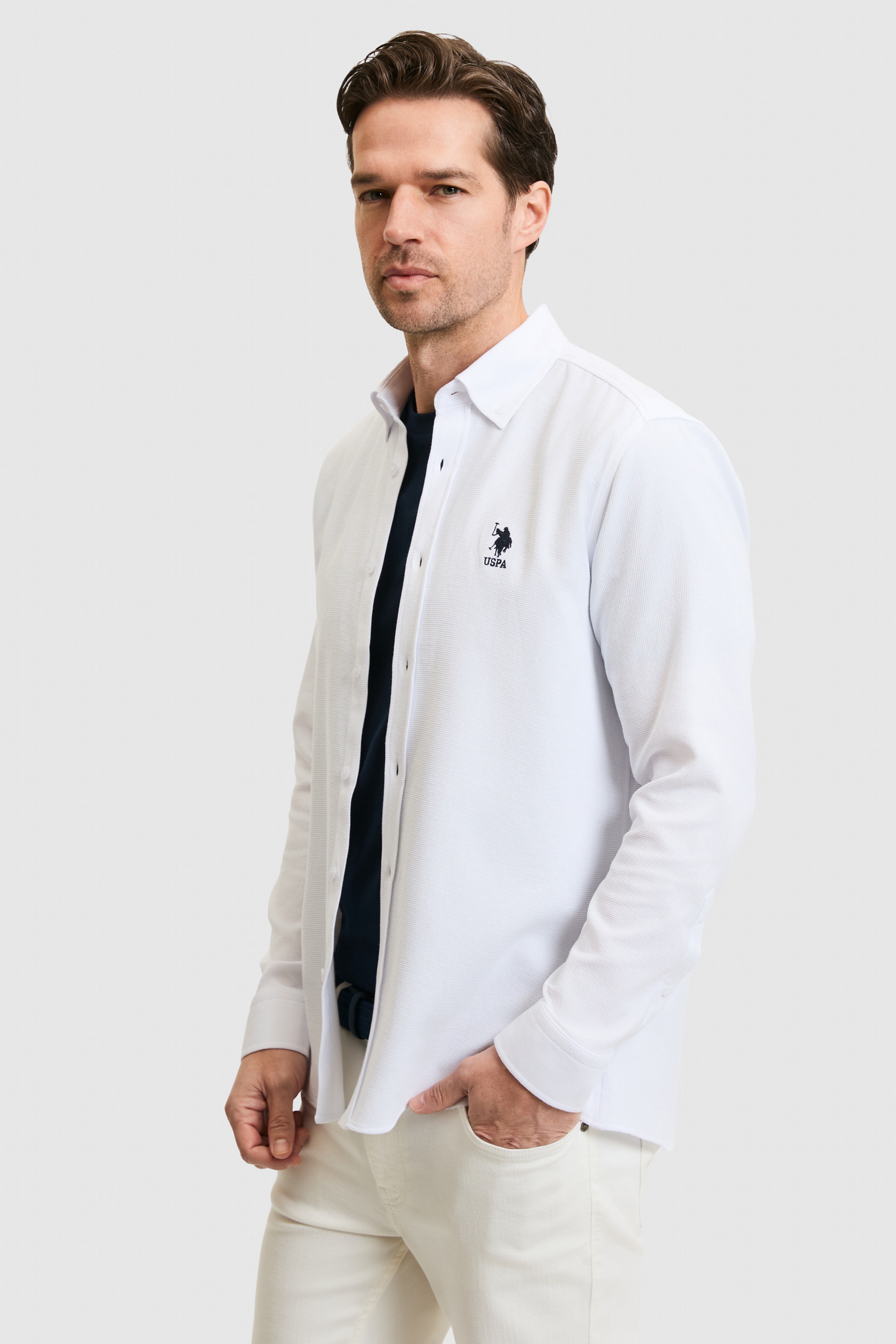Erkek Beyaz Uzun Kollu Gömlek - Image 3