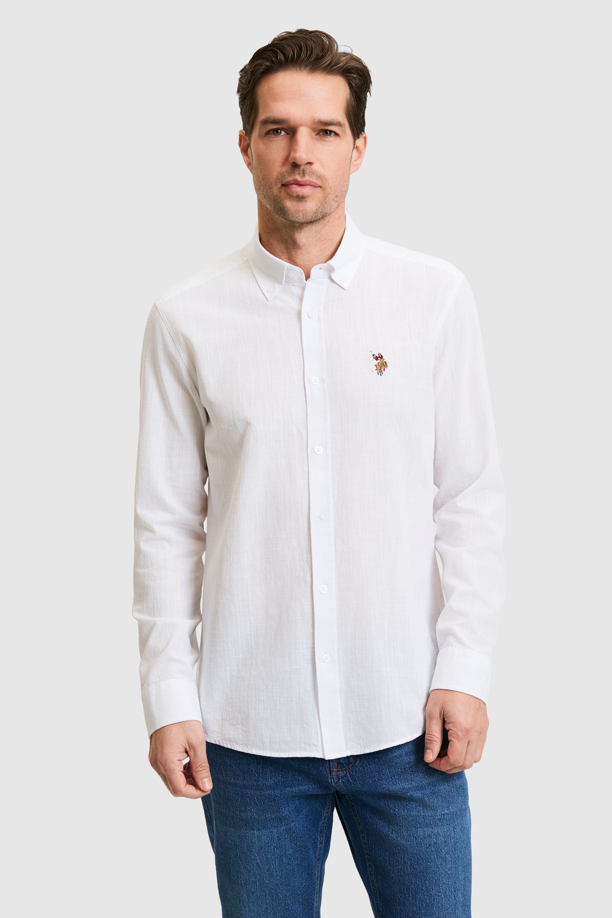 Erkek Beyaz Uzun Kollu Basic Gömlek