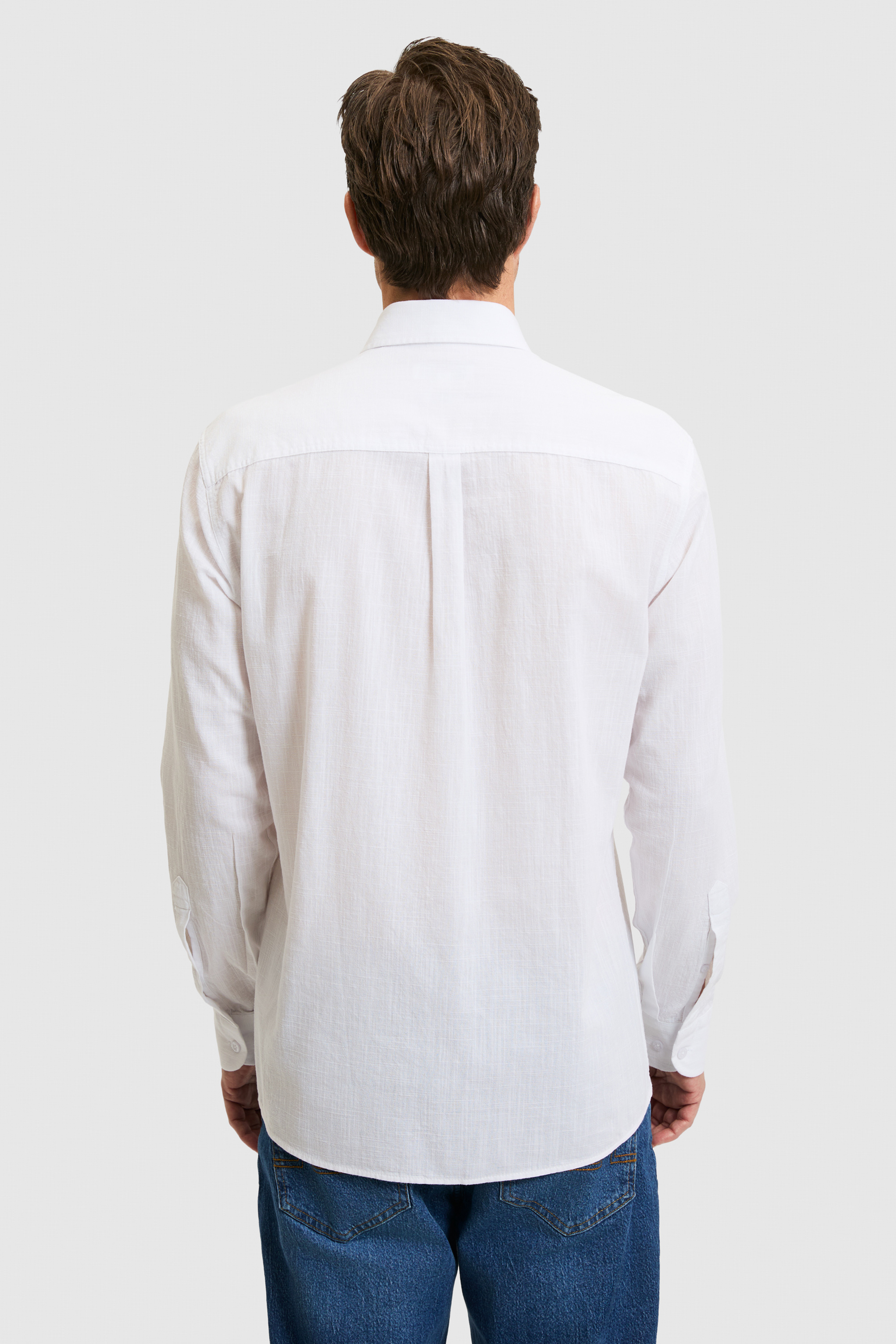 Erkek Beyaz Uzun Kollu Basic Gömlek - 50320255014