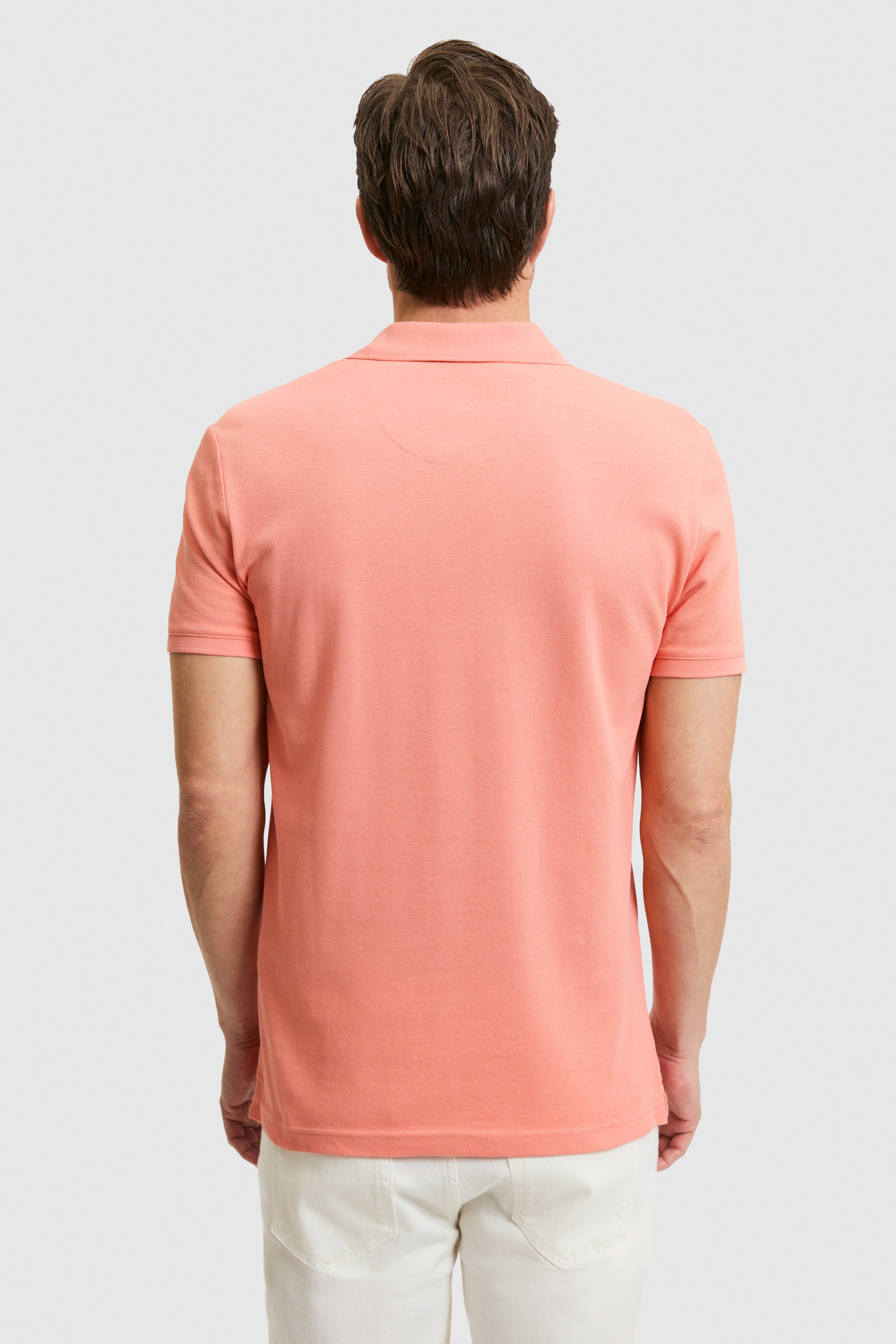 Erkek Slim Fit Polo Yaka Somon Basic Tişört - Image 7