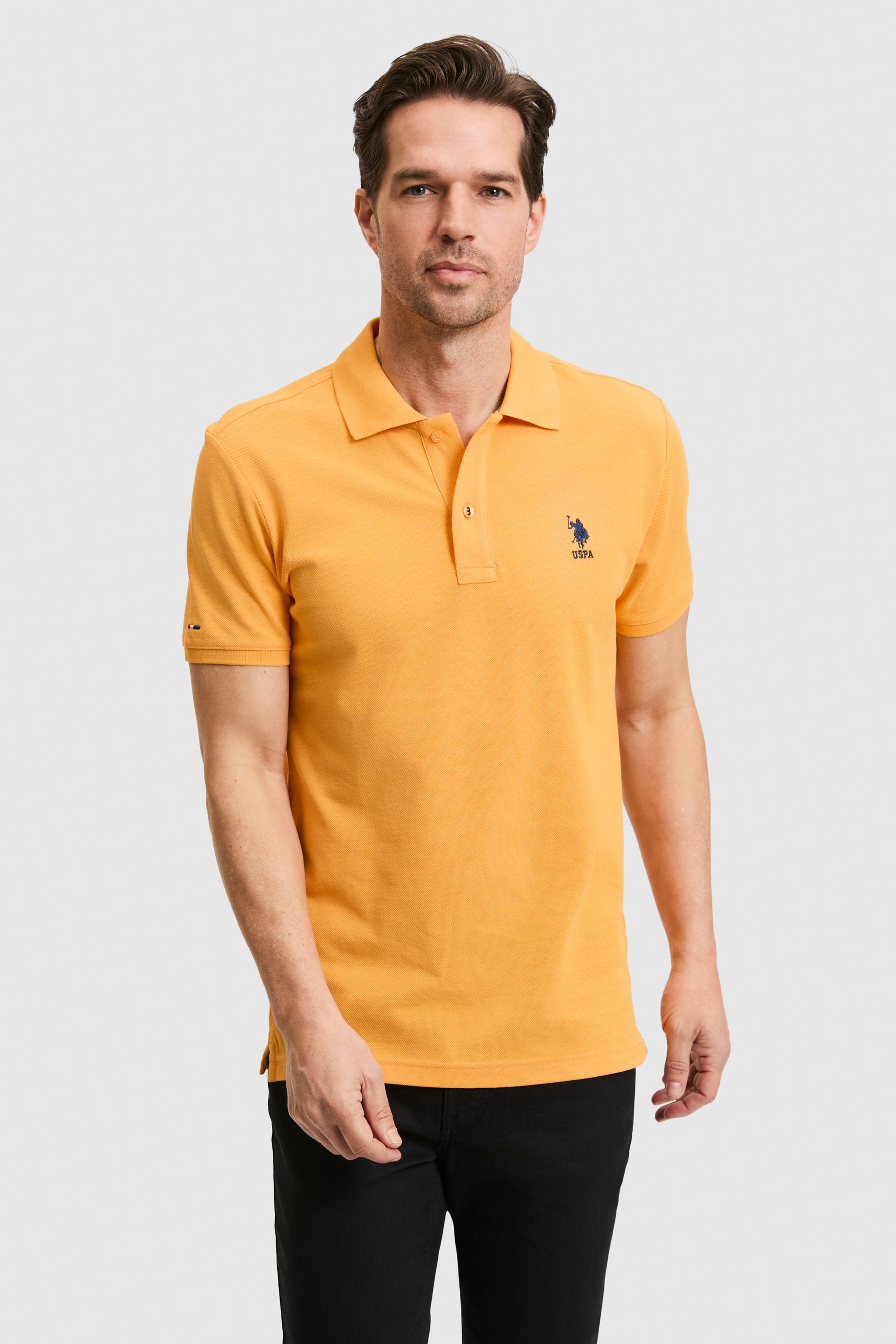 Erkek Slim Fit Turuncu Polo Yaka Basic Tişört - Image 1