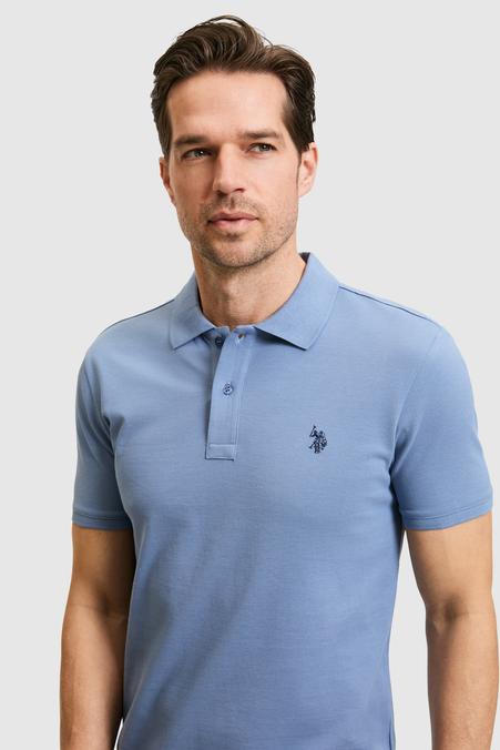 Erkek Slim Fit Polo Yaka İndigo Basic Tişört