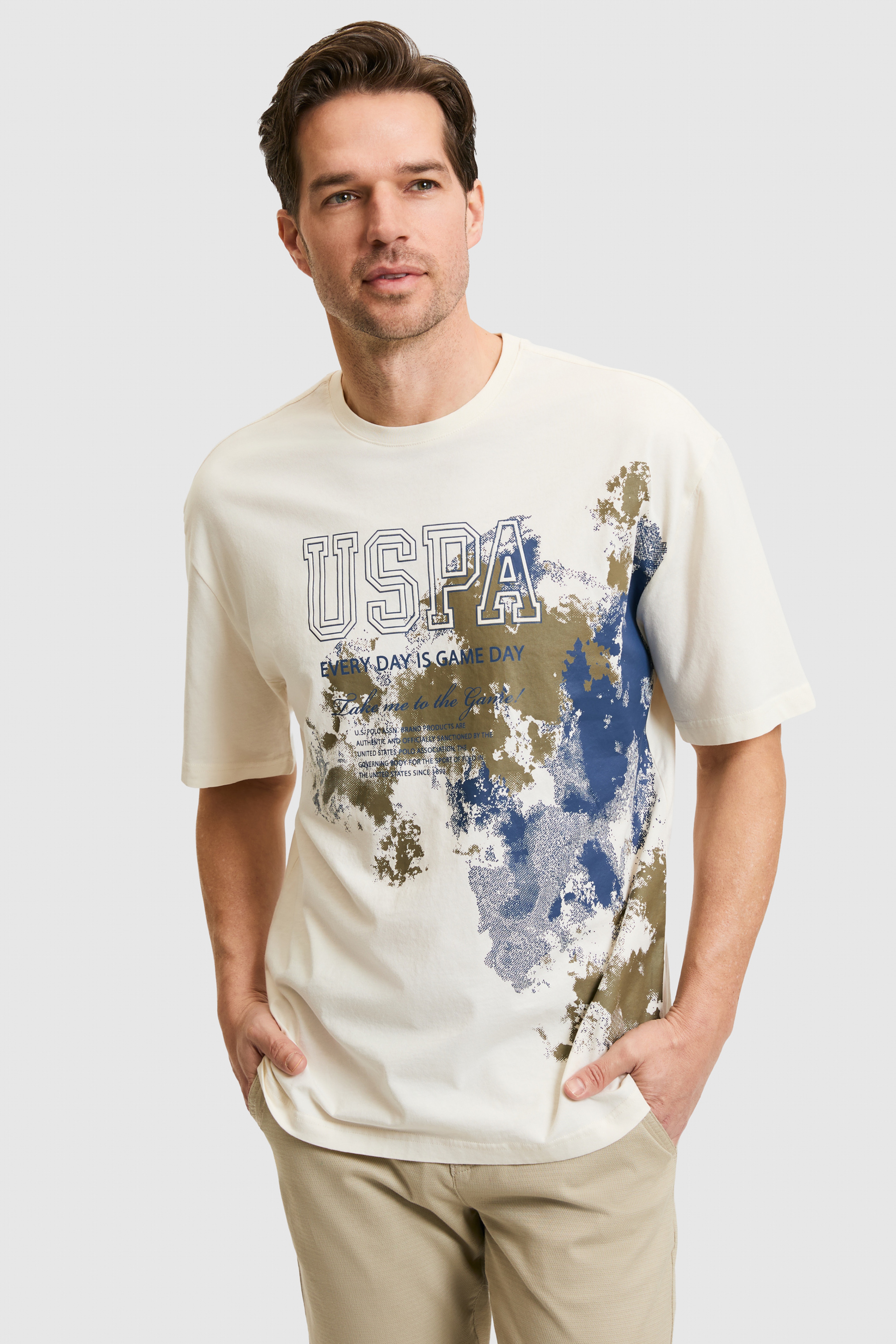 Erkek Comfort Fit Bisiklet Yaka Krem Tişört - Image 4