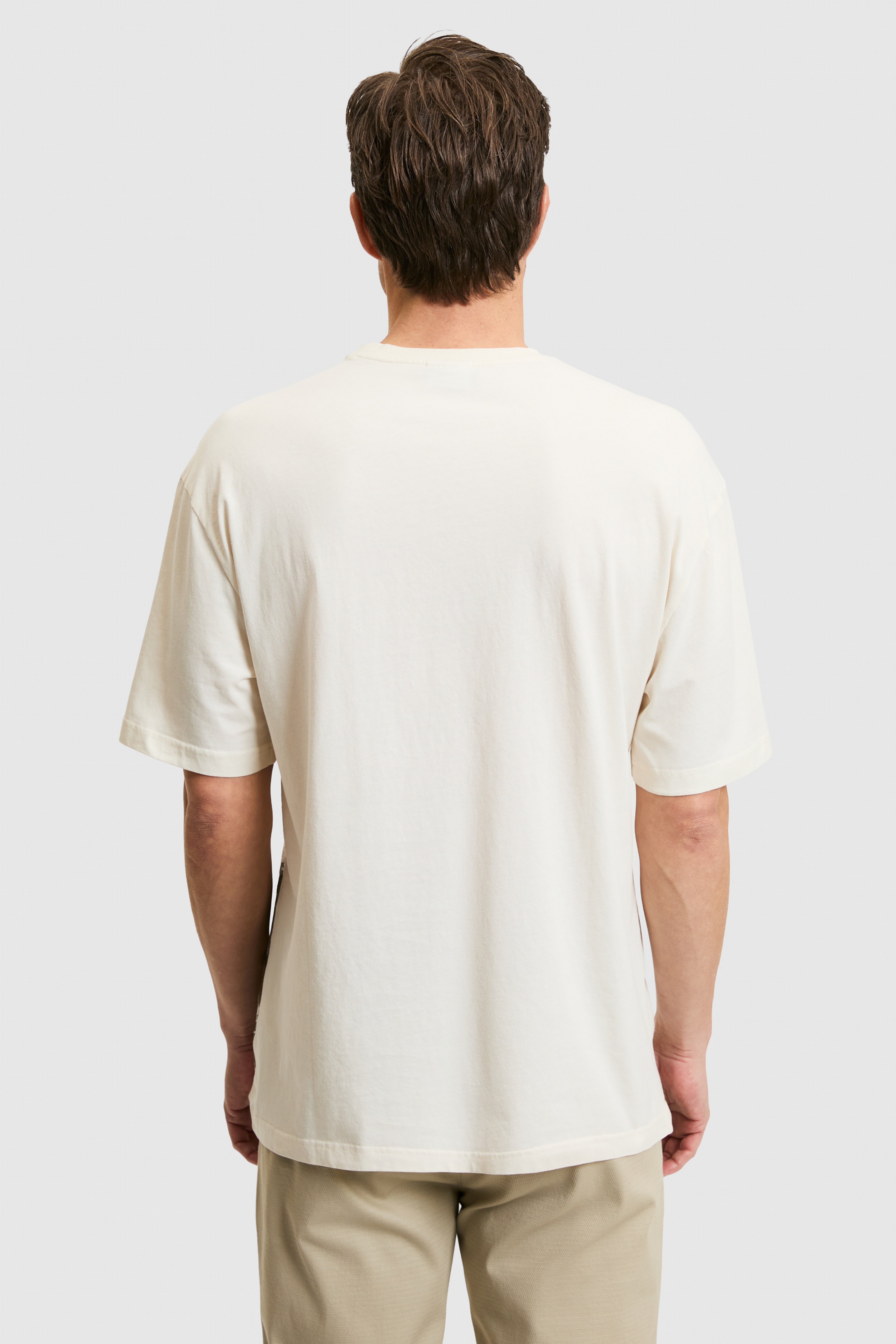 Erkek Comfort Fit Bisiklet Yaka Krem Tişört - Image 6