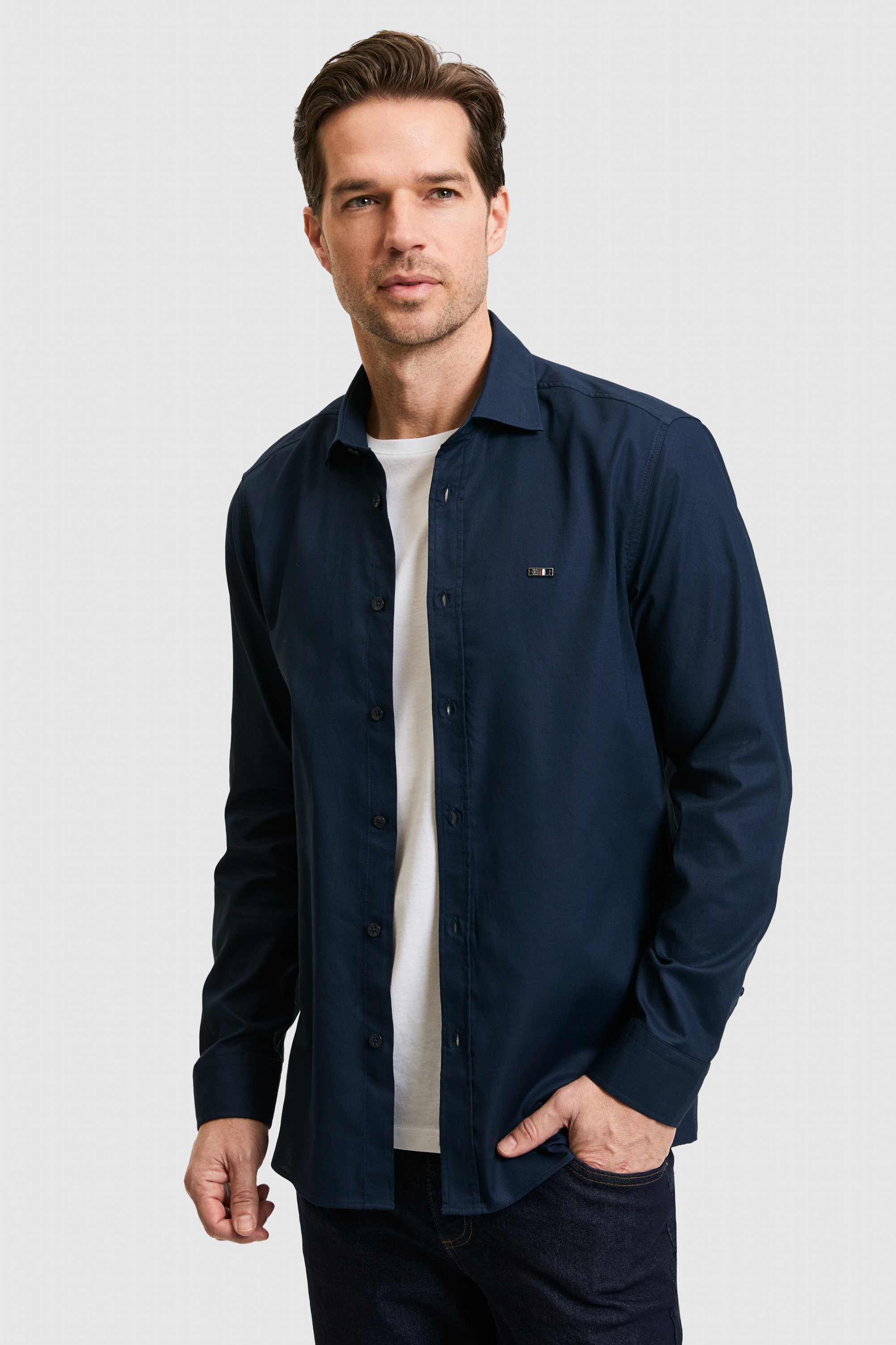 Erkek Lacivert Uzun Kollu Basic Gömlek - 50322171045