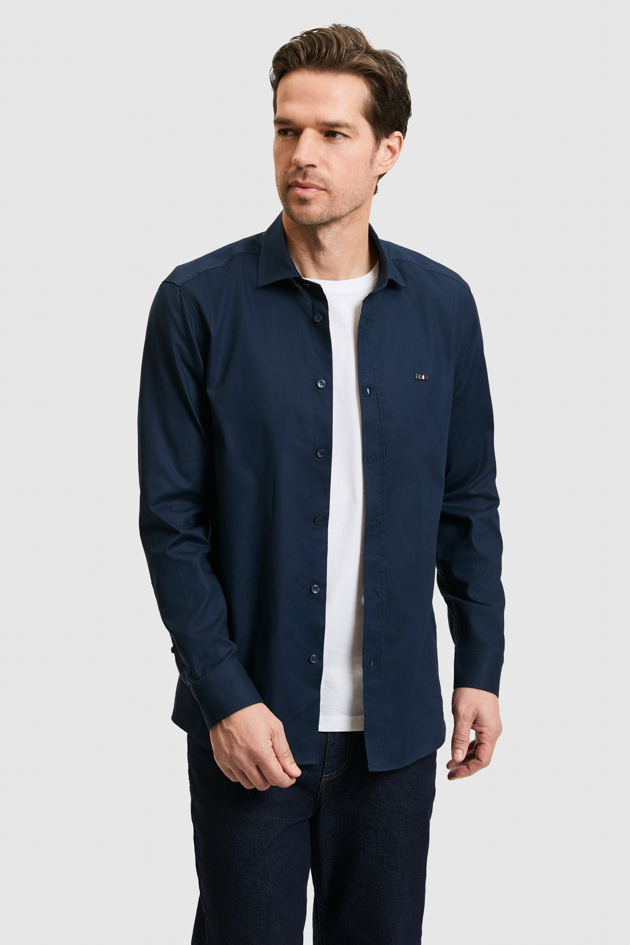Erkek Lacivert Uzun Kollu Basic Gömlek - 50322171045