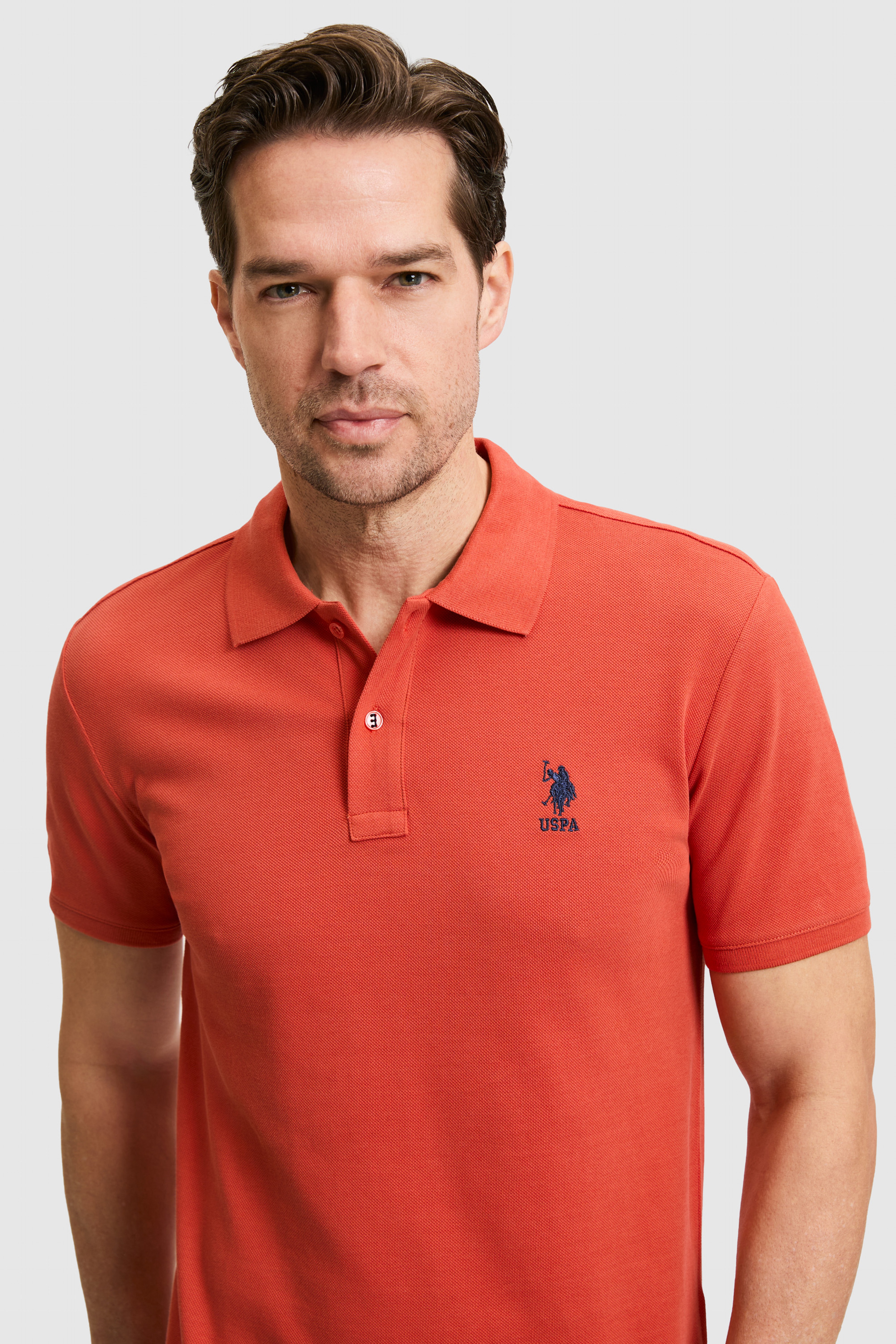 Erkek Slim Fit Polo Yaka Kiremit Basic Tişört - Image 2
