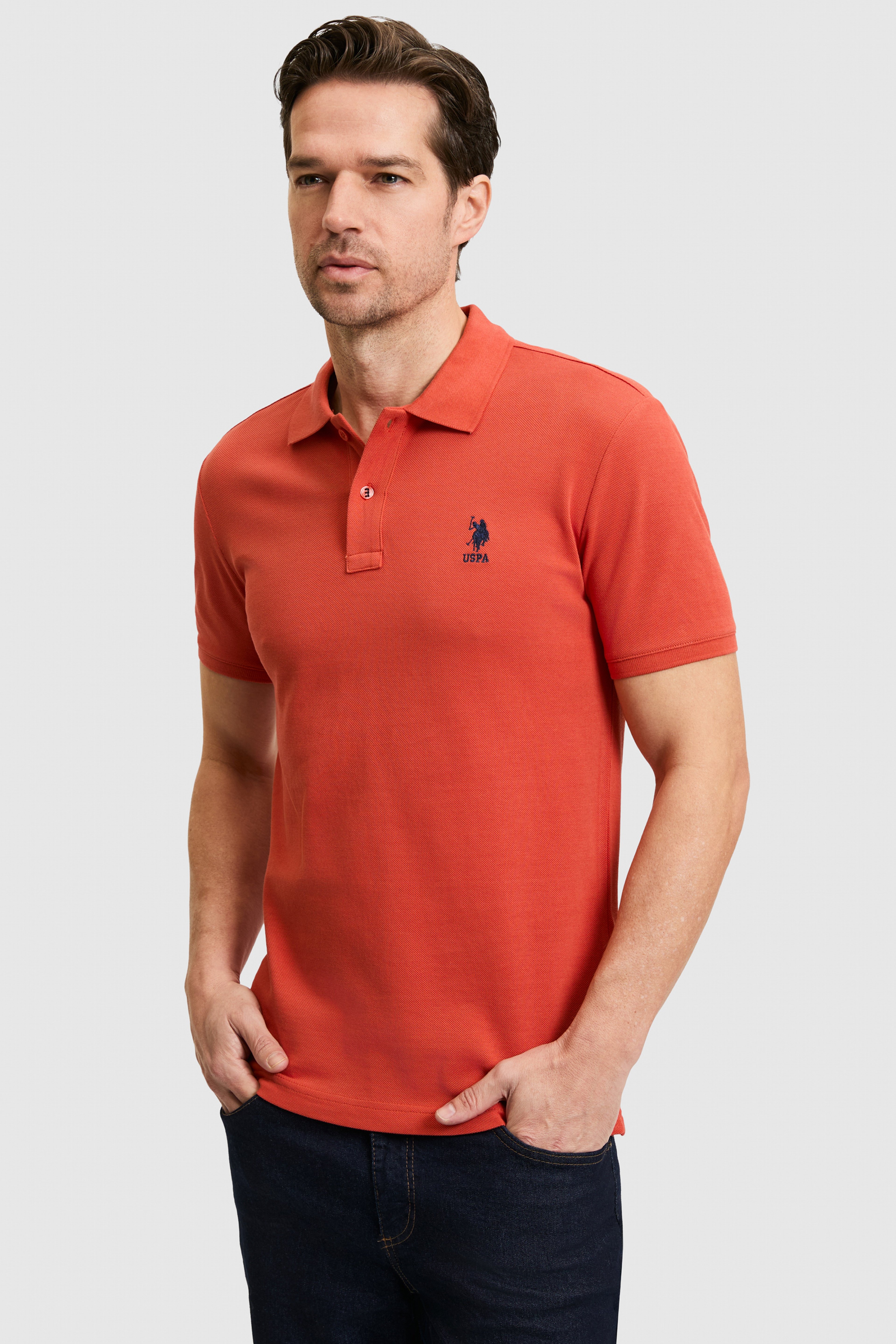 Erkek Slim Fit Polo Yaka Kiremit Basic Tişört - Image 3