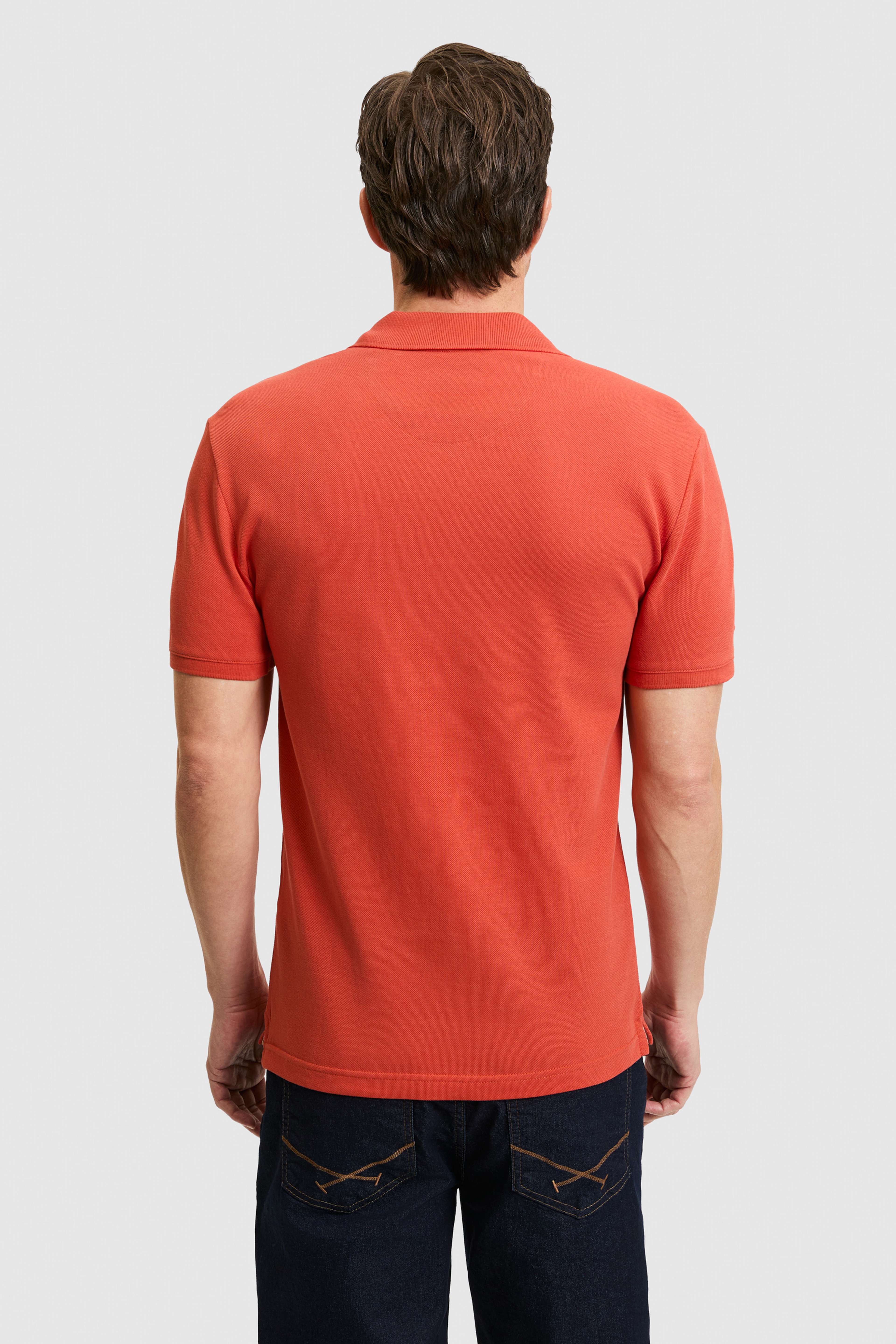 Erkek Slim Fit Polo Yaka Kiremit Basic Tişört - Image 5