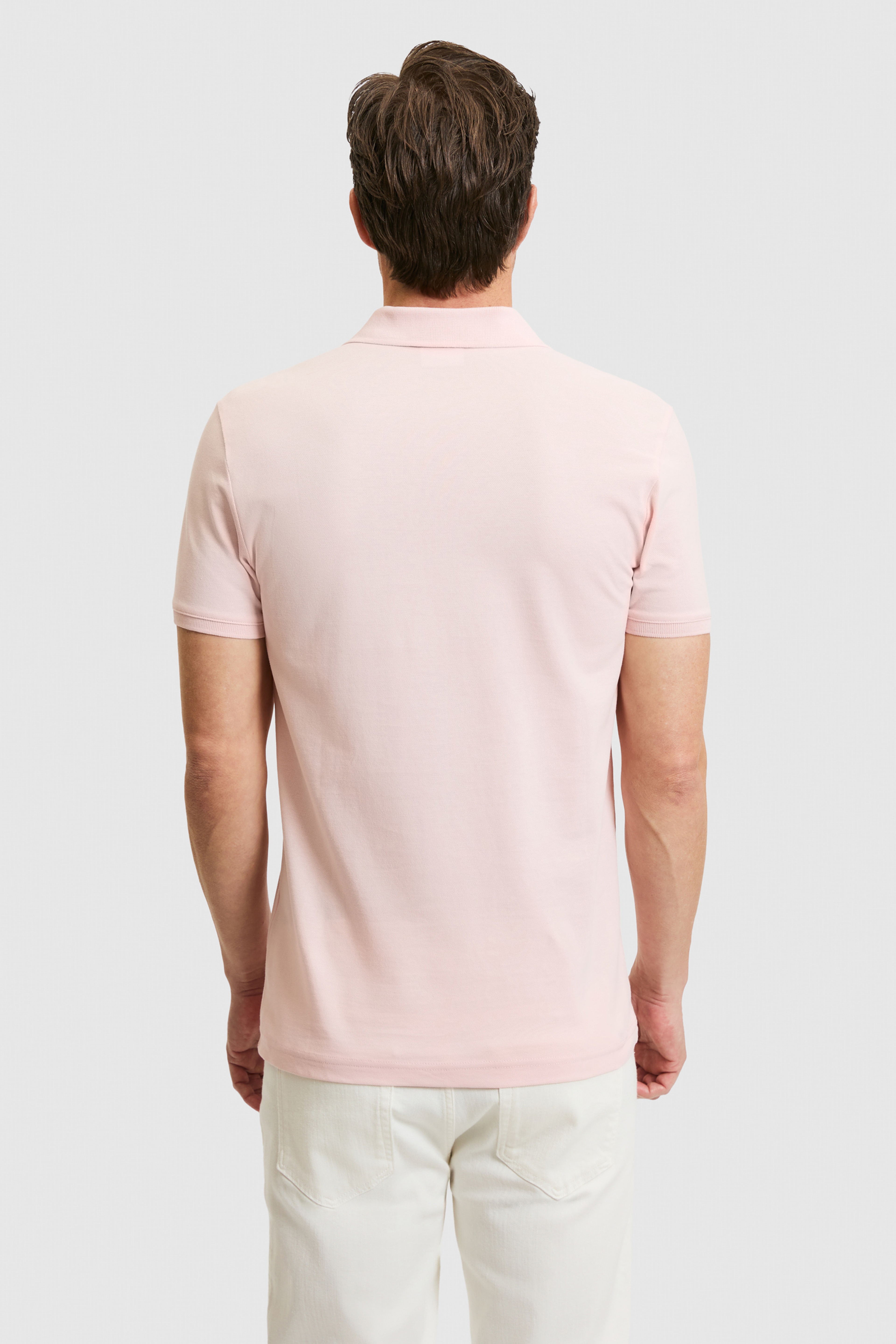 Erkek Slim Fit Polo Yaka Açık Pembe Basic Tişört - Image 5