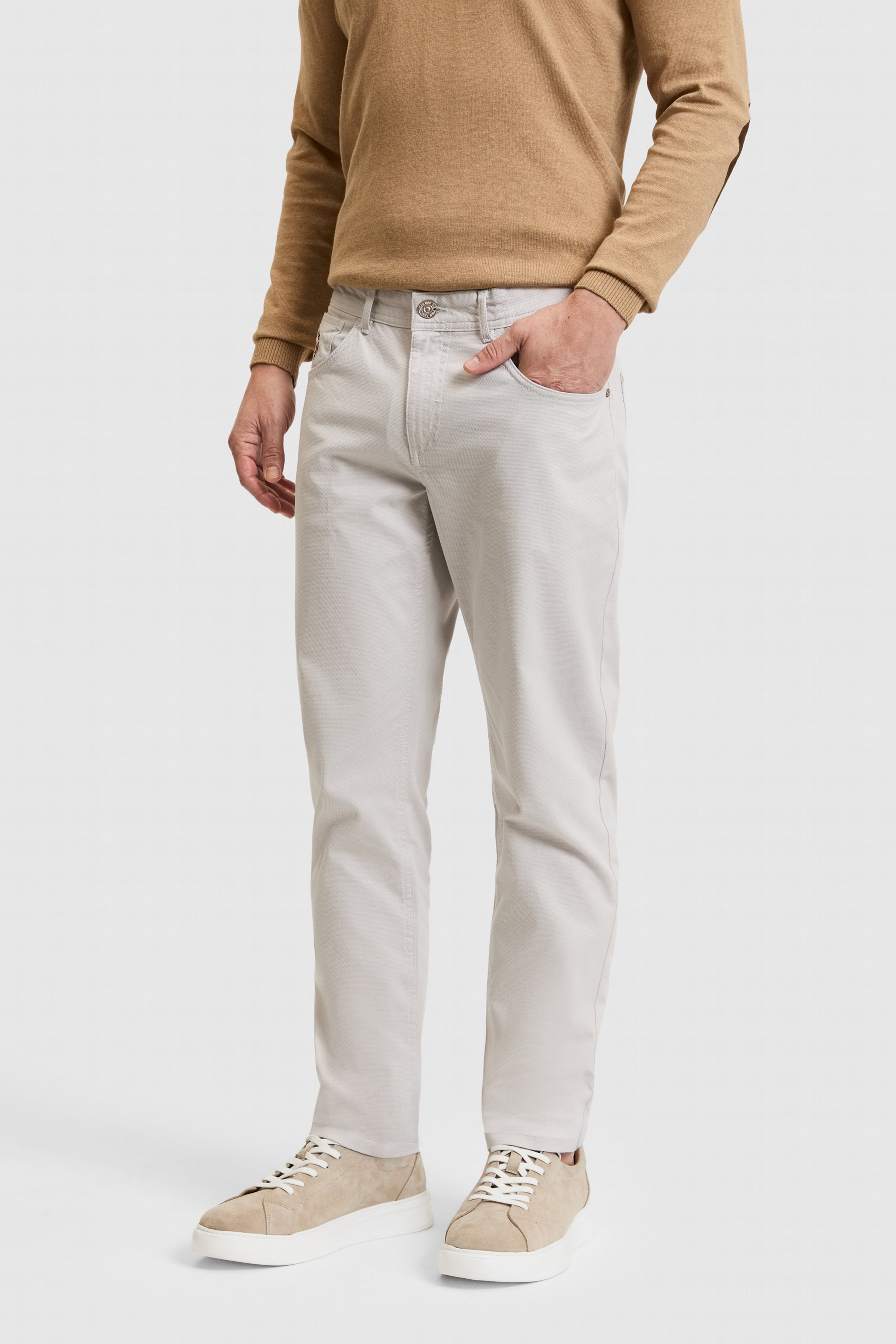 Erkek Slim Fit Açık Gri Kanvas Pantolon