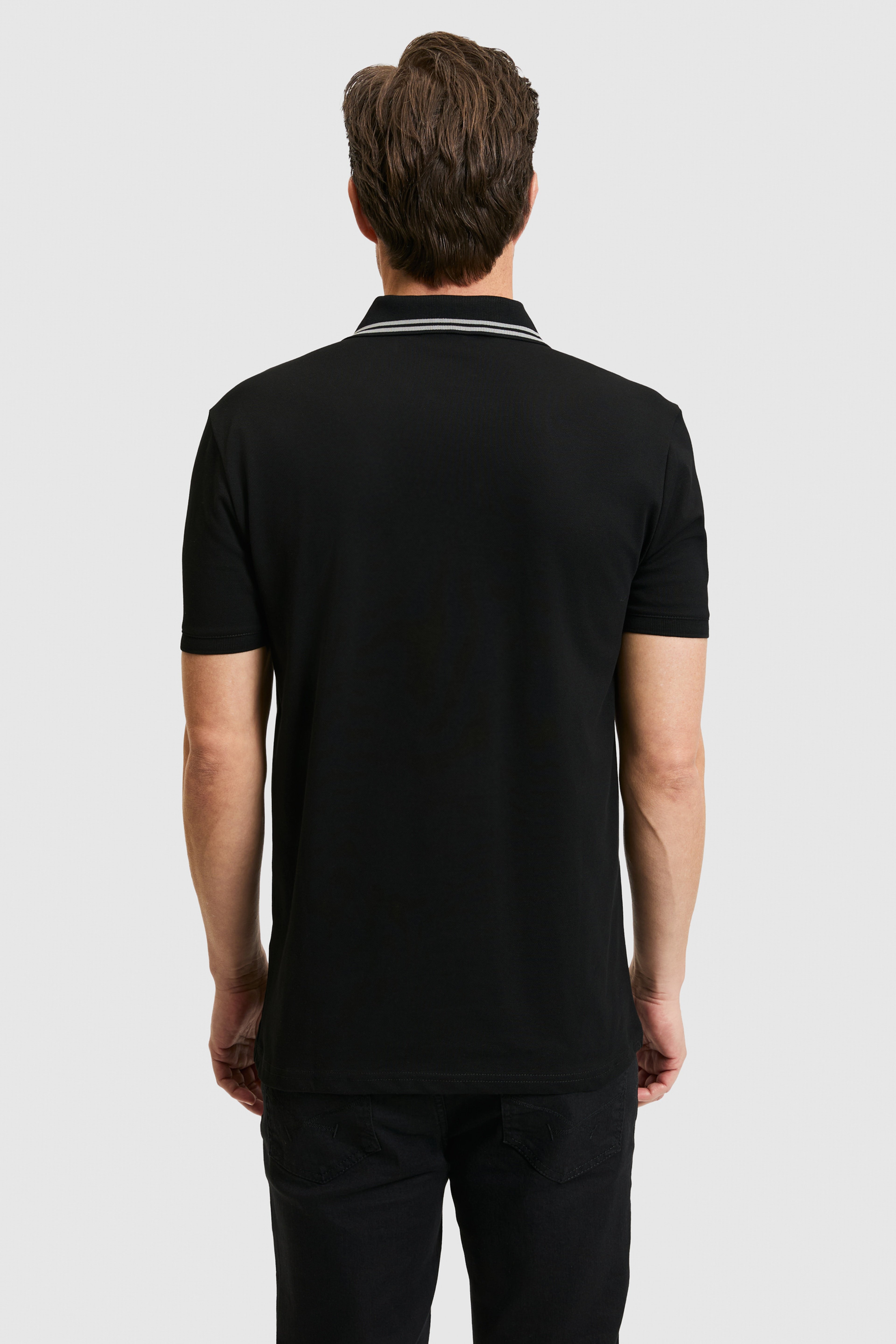 Erkek Siyah Slim Fit Polo Yaka Basic Tişört
