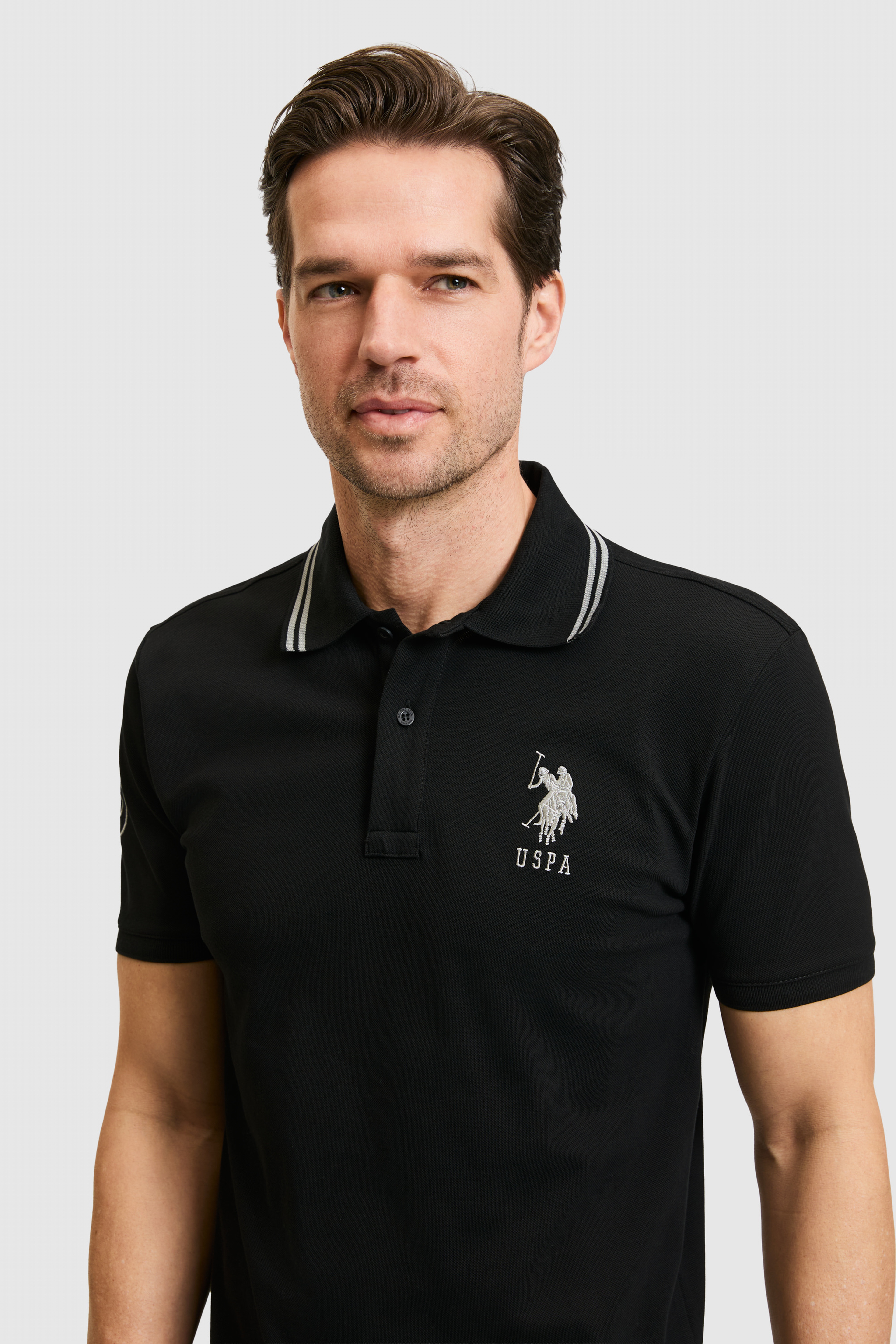 Erkek Siyah Slim Fit Polo Yaka Basic Tişört - Image 2