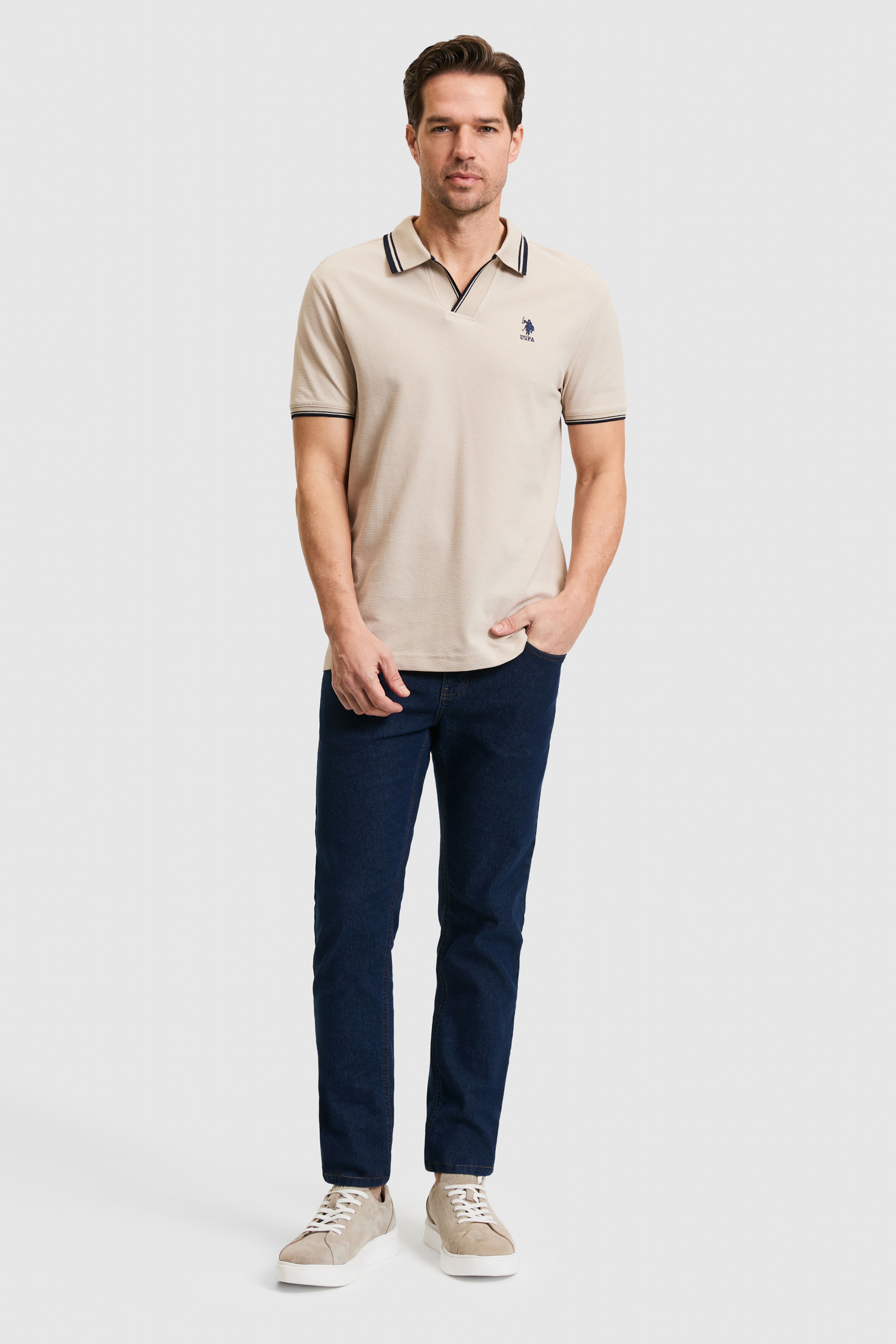Erkek Slim Fit Polo Yaka Taş Tişört - Image 4