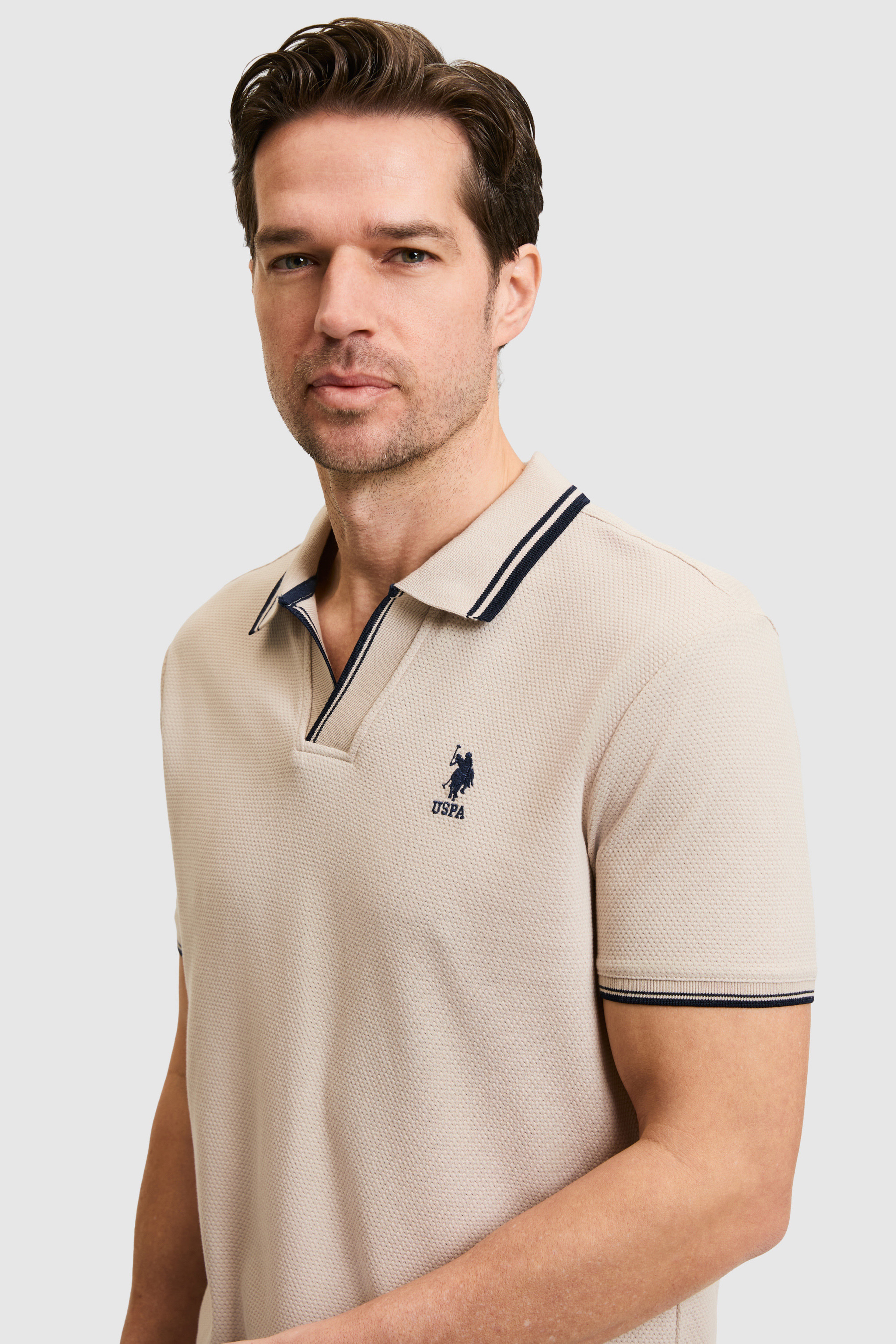 Erkek Slim Fit Polo Yaka Taş Tişört
