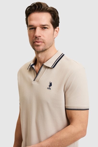Erkek Slim Fit Polo Yaka Taş Tişört