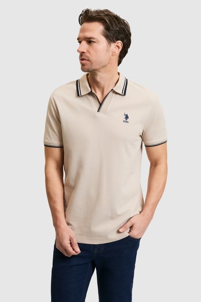 Erkek Slim Fit Polo Yaka Taş Tişört